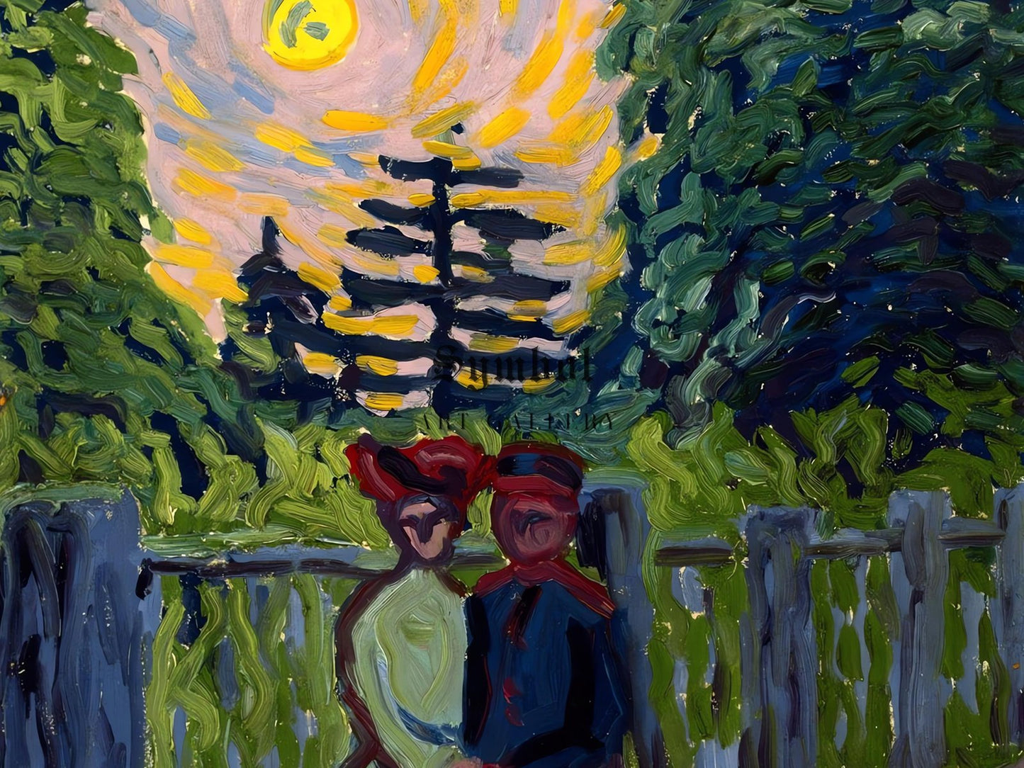 Moonrise Soldier and Maiden by Ernst Ludwig Kirchner, 1915, Expressionism, fine art print