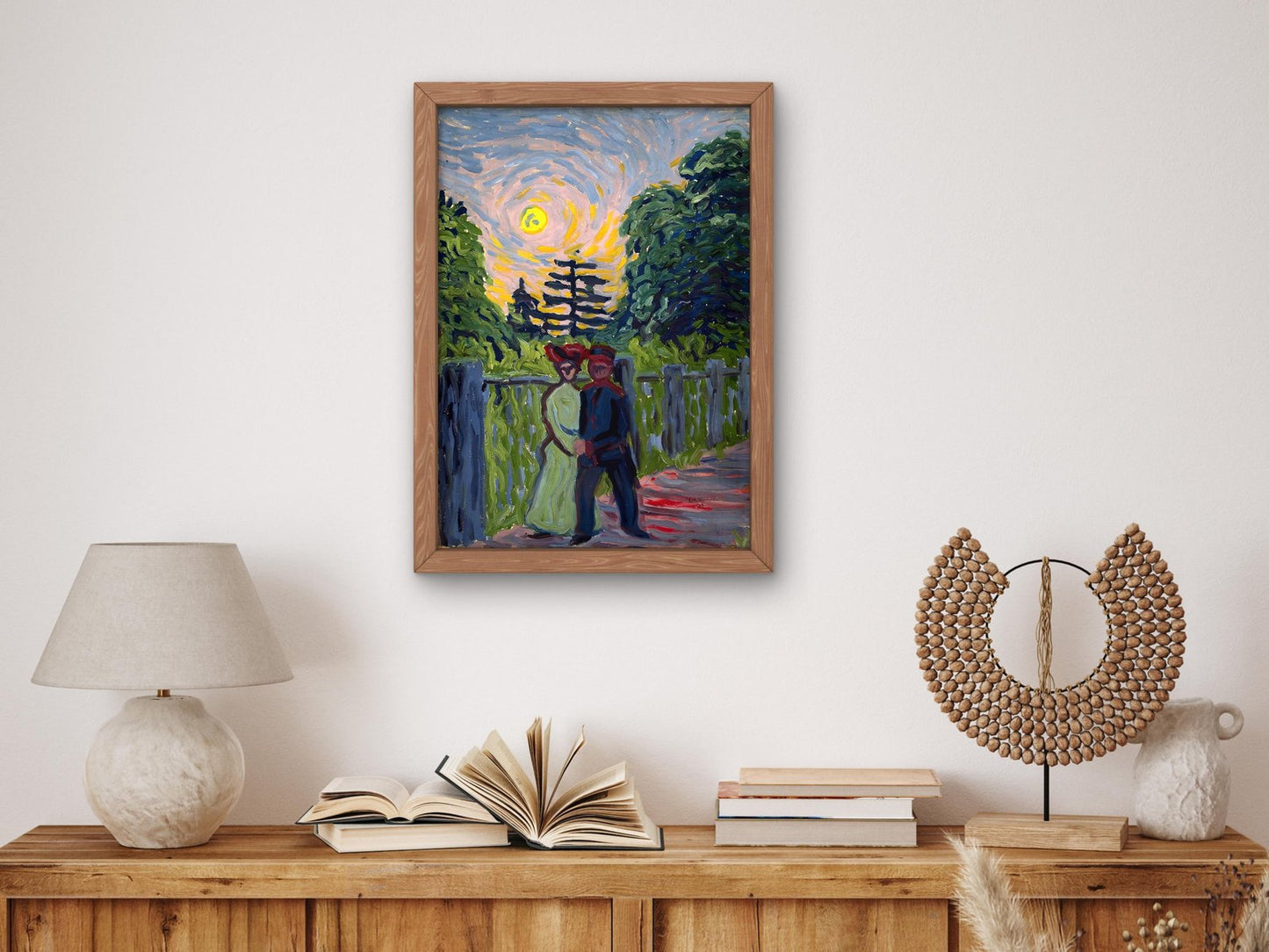 Moonrise Soldier and Maiden by Ernst Ludwig Kirchner, 1915, Expressionism, fine art print
