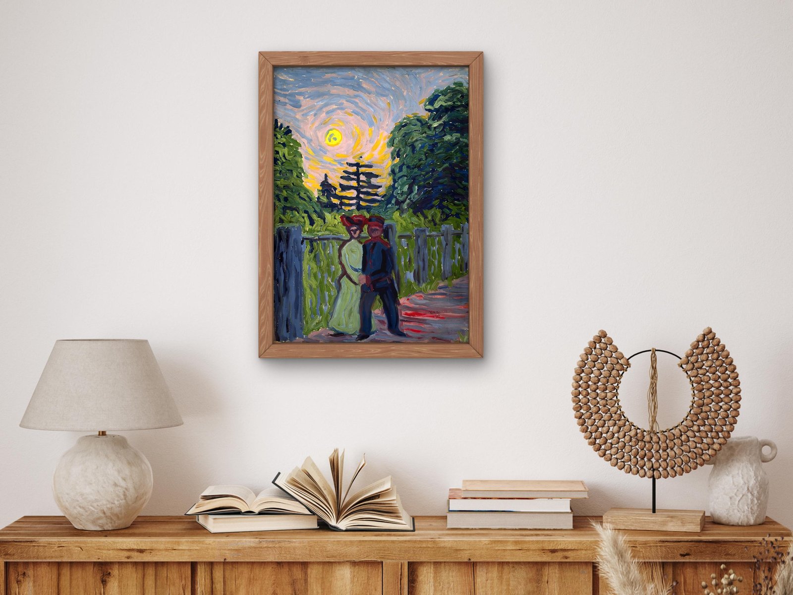 Moonrise Soldier and Maiden by Ernst Ludwig Kirchner, 1915, Expressionism, fine art print