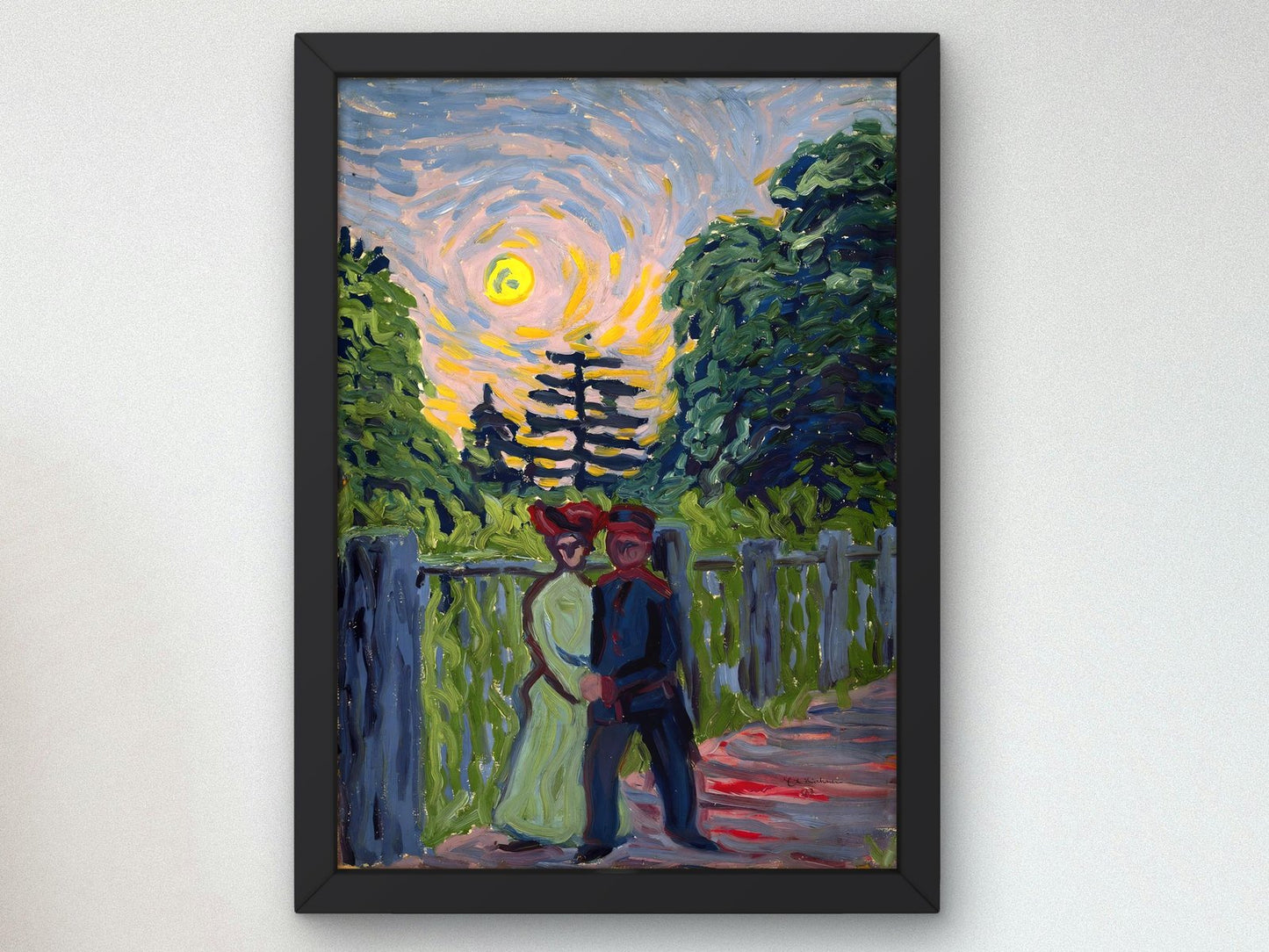 Moonrise Soldier and Maiden by Ernst Ludwig Kirchner, 1915, Expressionism, fine art print