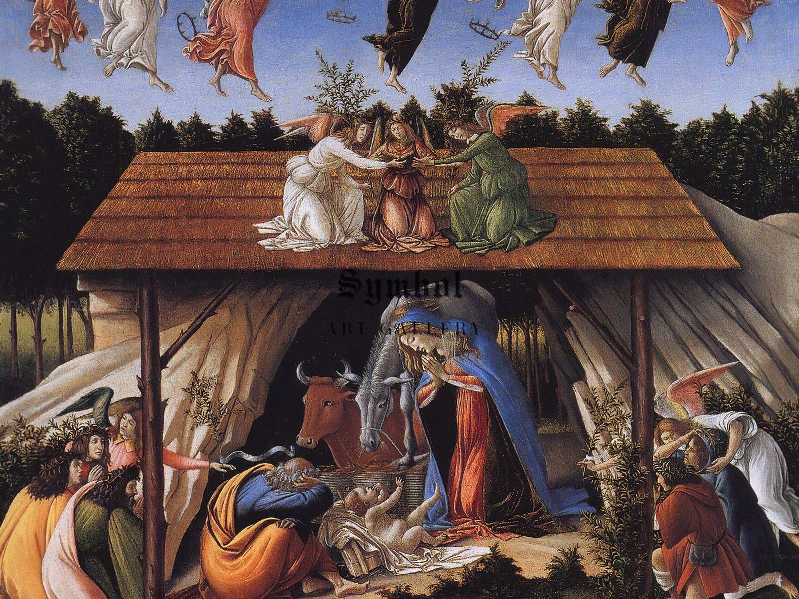 Mystic Nativity by Sandro Botticelli, 1500, Renaissance, fine art print