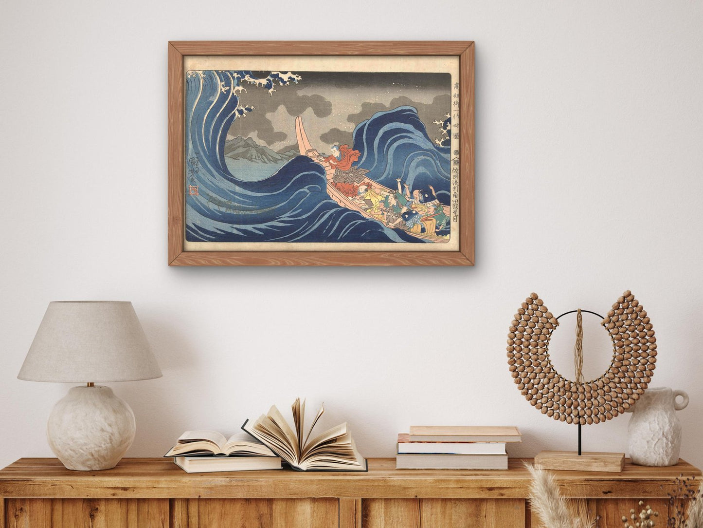 Nichiren exorcises the wave by Utagawa Kuniyoshi, 1833, Japanese Woodblock Prints, fine art print