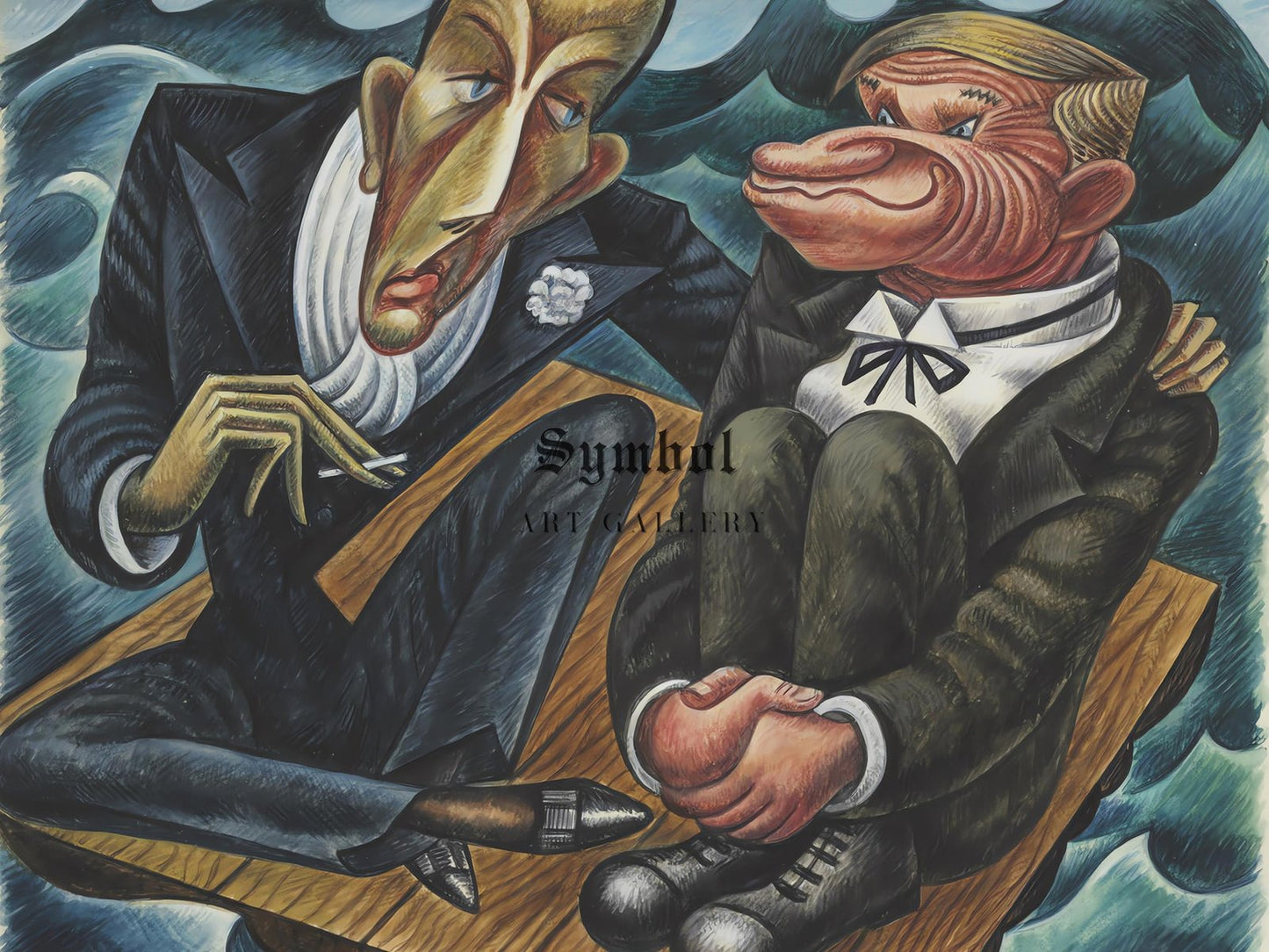 Noel Coward vs. Will Rogers by Miguel Covarrubias, 1935, Art Deco and American Modernism fine art print