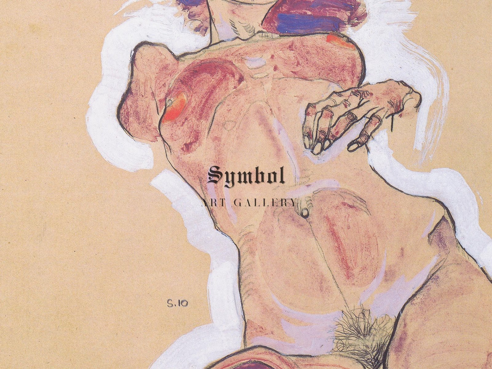 Nu Feminin by Egon Schiele, 1910, Expressionism, figure study, fine art print