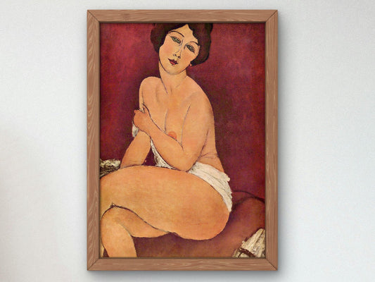 Nude Sitting on a Divan by Amedeo Modigliani, 1917, Art Deco, fine art print