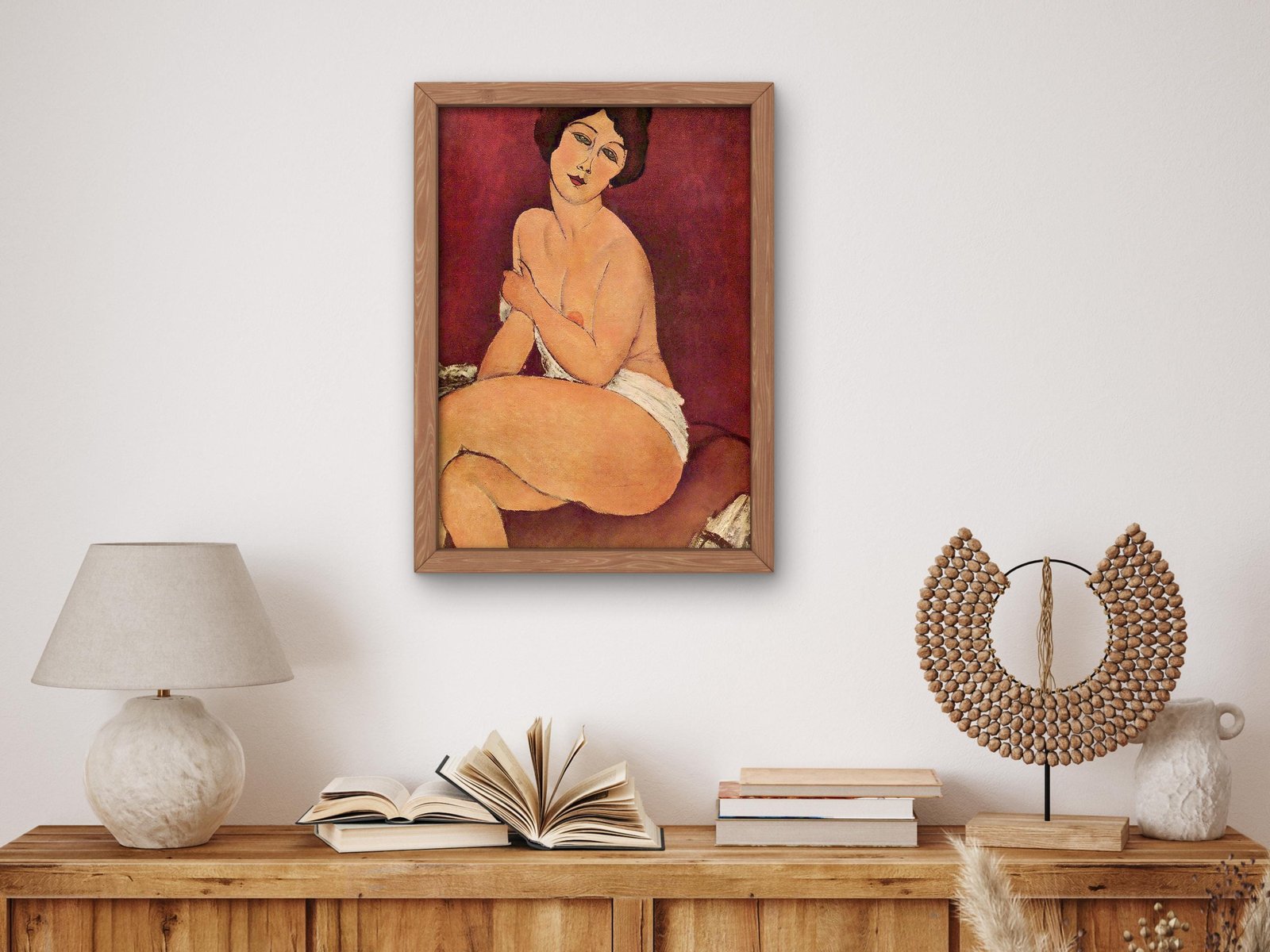 Nude Sitting on a Divan by Amedeo Modigliani, 1917, Art Deco, fine art print