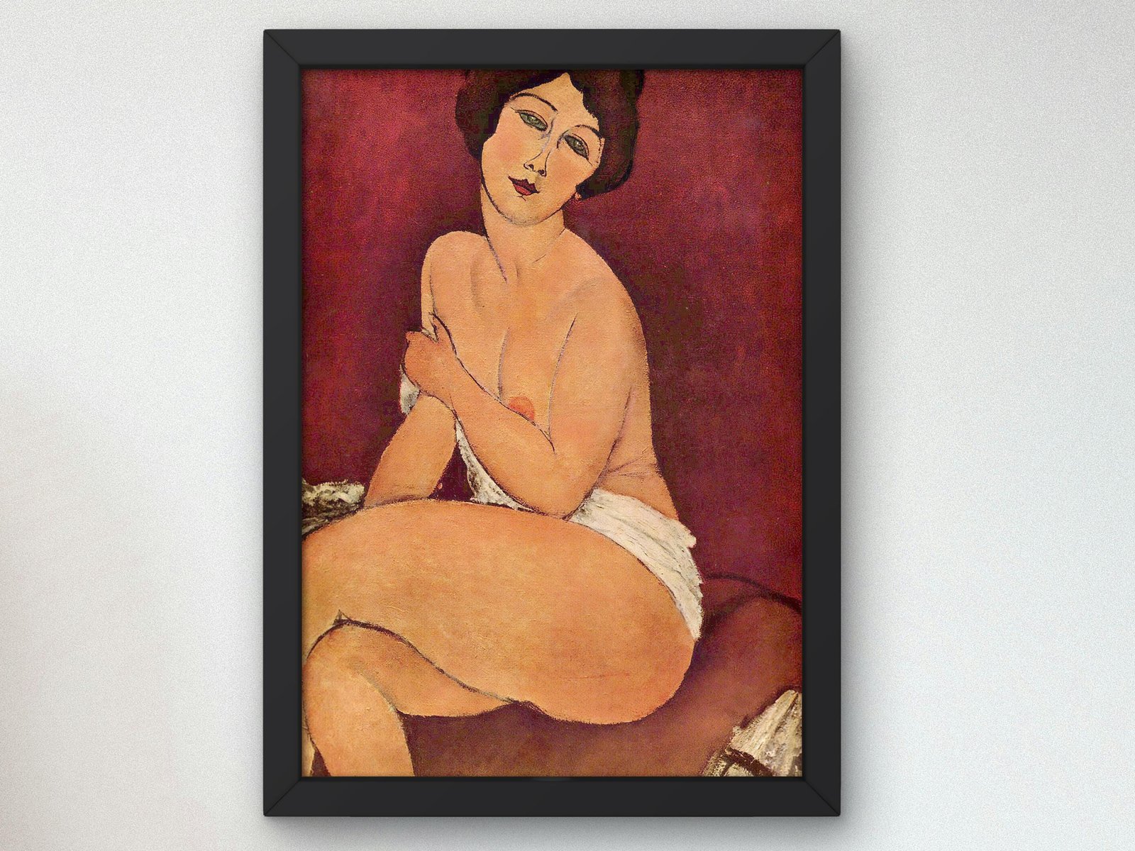 Nude Sitting on a Divan by Amedeo Modigliani, 1917, Art Deco, fine art print