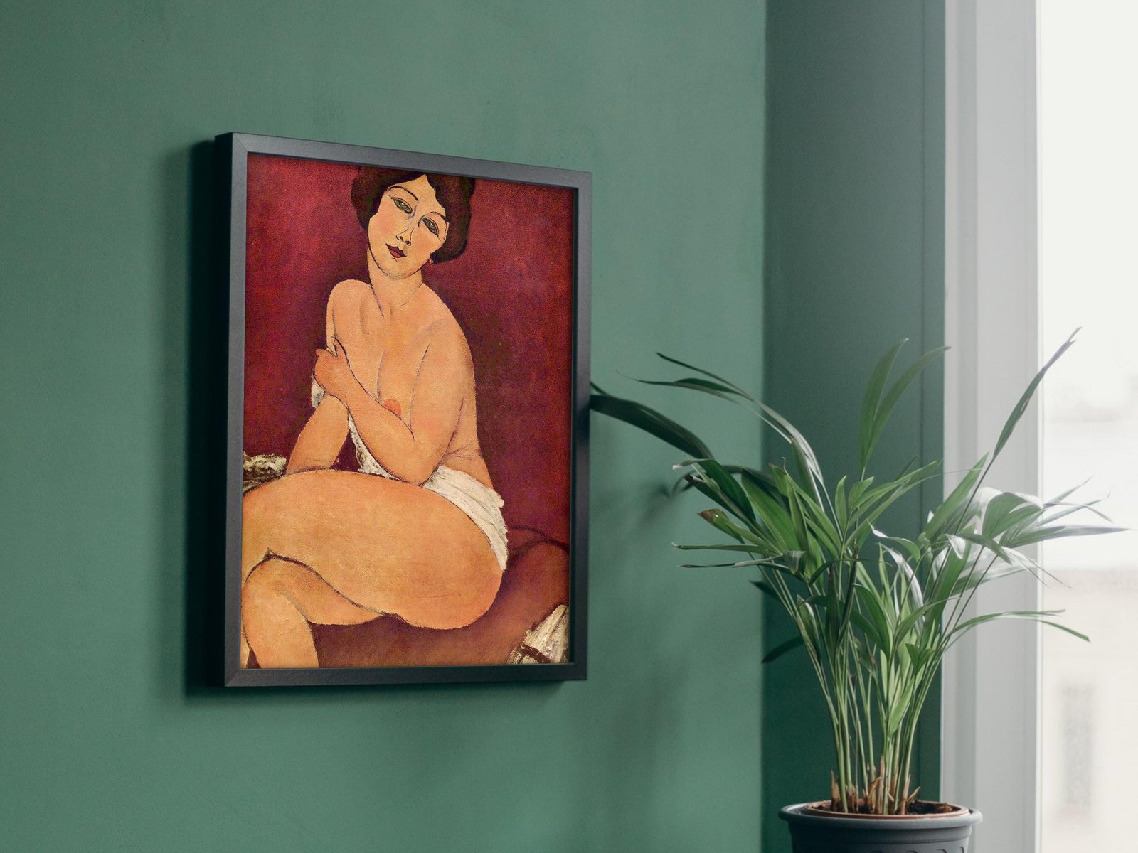 Nude Sitting on a Divan by Amedeo Modigliani, 1917, Art Deco, fine art print