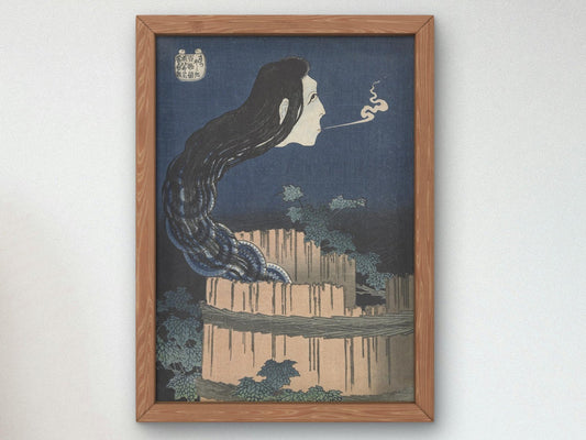 One Hundred Ghost Tales, House of Broken Plates by Hokusai, 1832, Japanese Woodblock Prints, fine art print