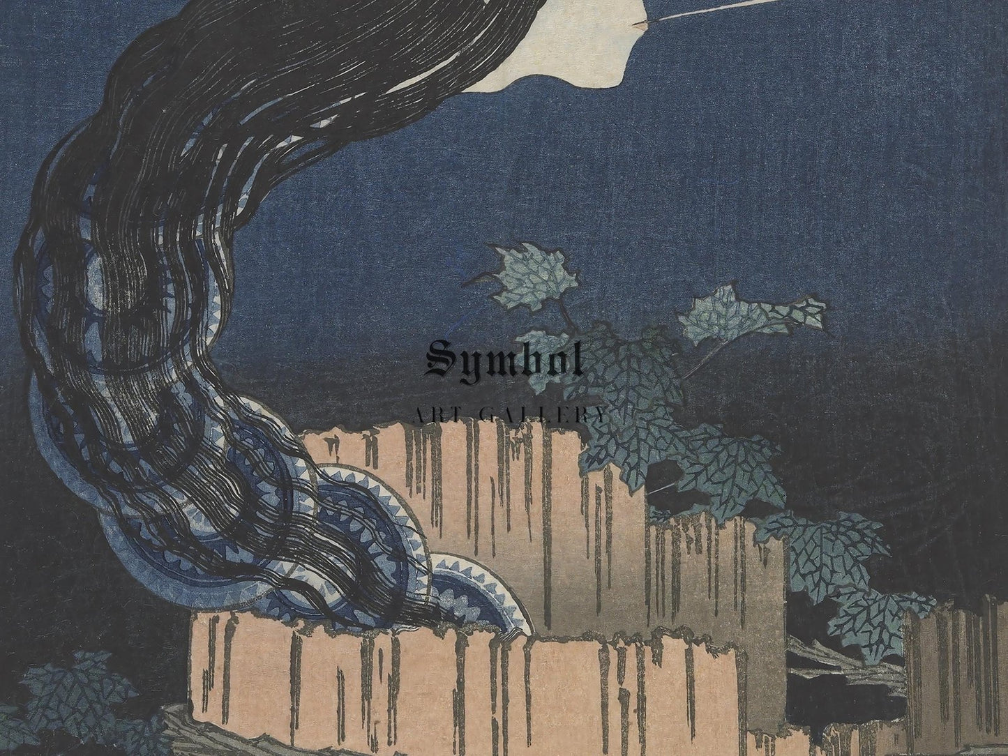 One Hundred Ghost Tales, House of Broken Plates by Hokusai, 1832, Japanese Woodblock Prints, fine art print