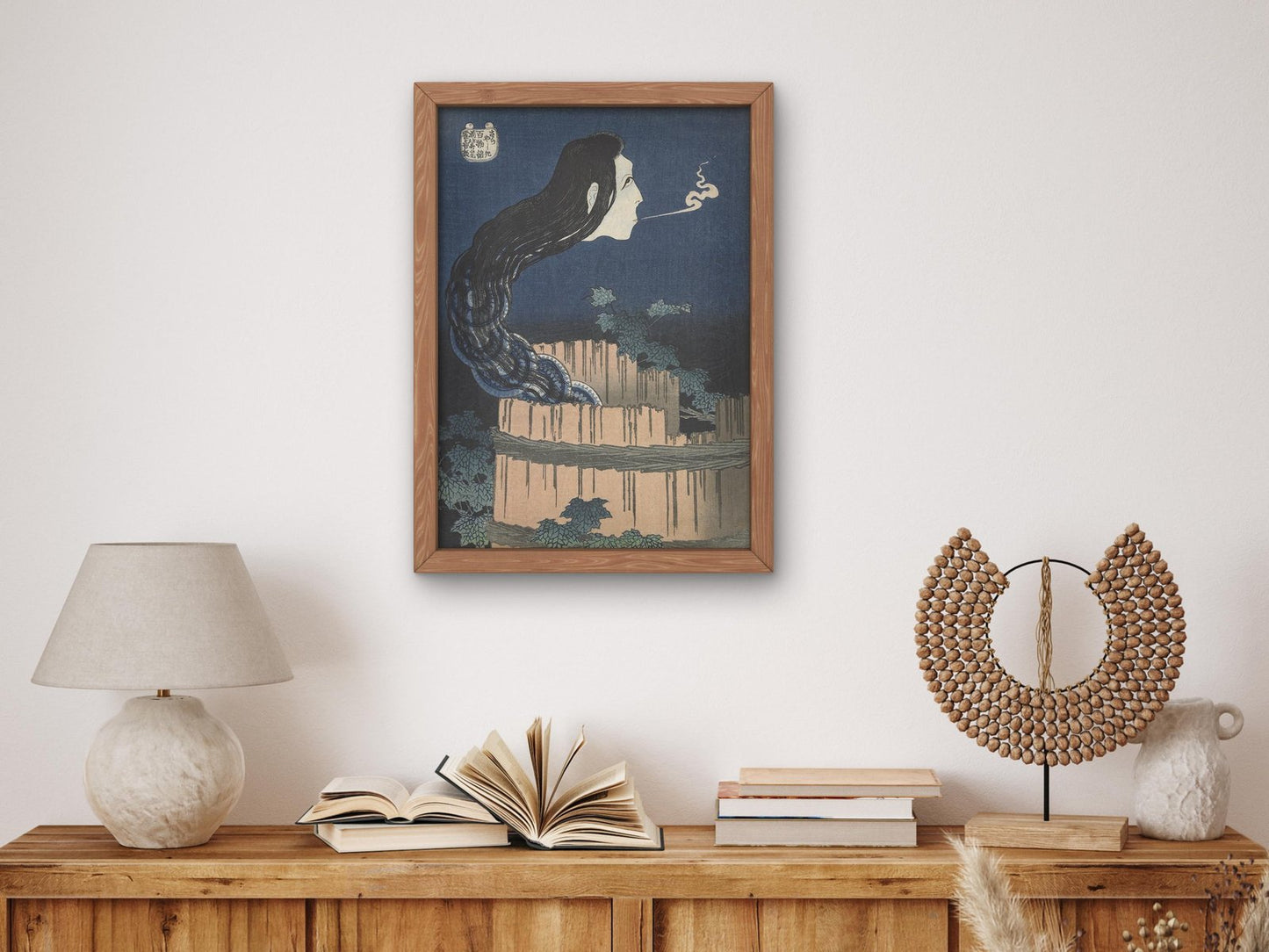 One Hundred Ghost Tales, House of Broken Plates by Hokusai, 1832, Japanese Woodblock Prints, fine art print
