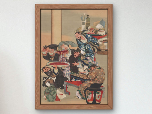 Operating on Guan Yu's Arm by Katsushika Oi, 1840, Japanese Woodblock Prints, fine art print