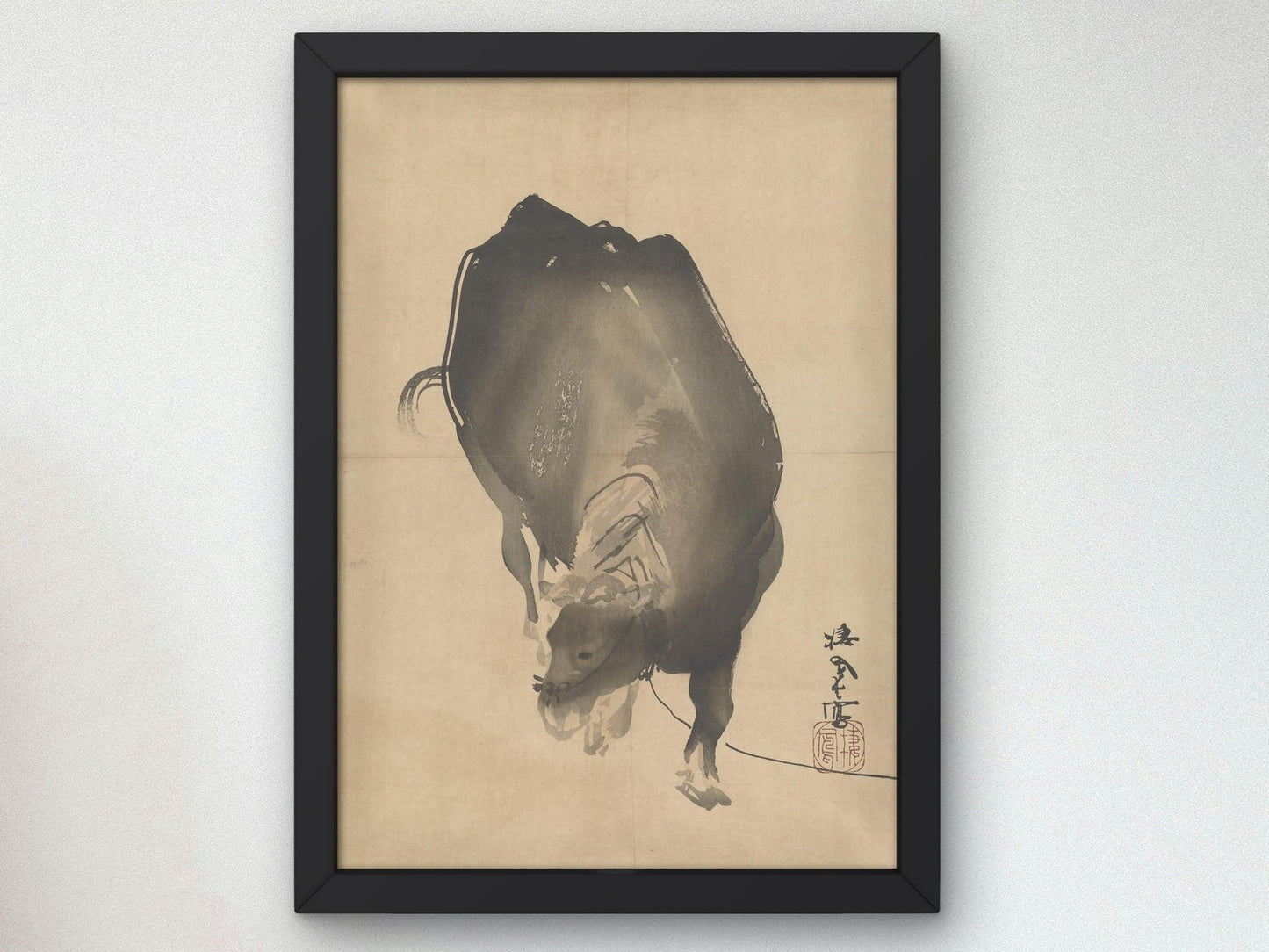 Ox by Takeuchi Seihō, 1901, Japanese Woodblock Prints, fine art print