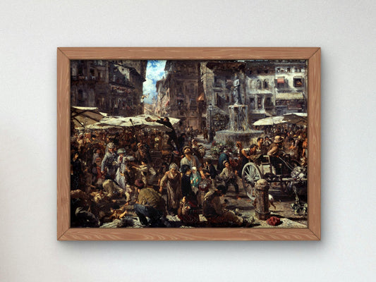 Piazza d'Erbe in Verona by Adolph von Menzel 1884, Realism and Naturalism, fine art print