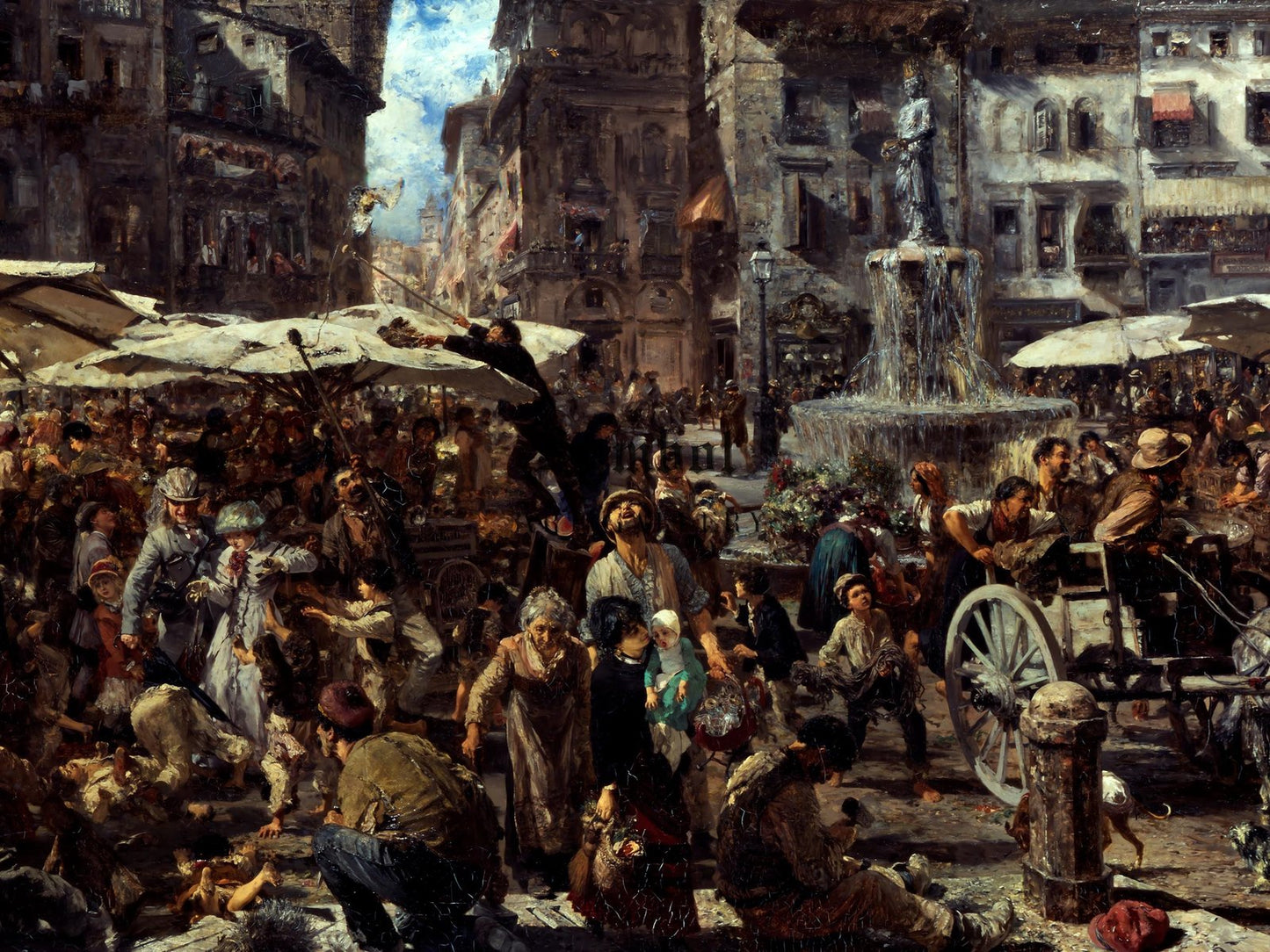 Piazza d'Erbe in Verona by Adolph von Menzel 1884, Realism and Naturalism, fine art print