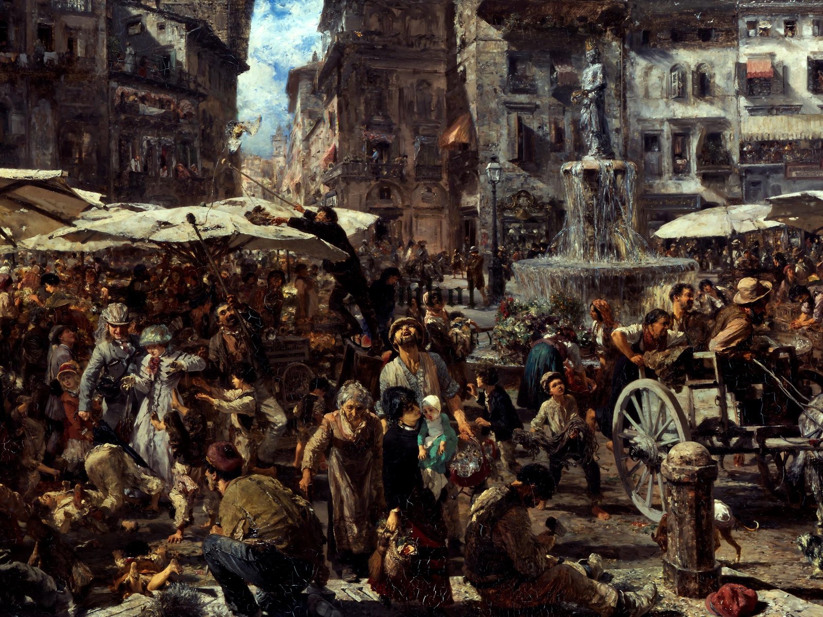 Piazza d'Erbe in Verona by Adolph von Menzel 1884, Realism and Naturalism, fine art print