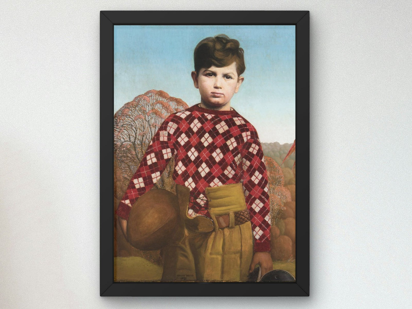 Plaid Sweater by Grant Wood, 1931, Art Deco and American Modernism, fine art print