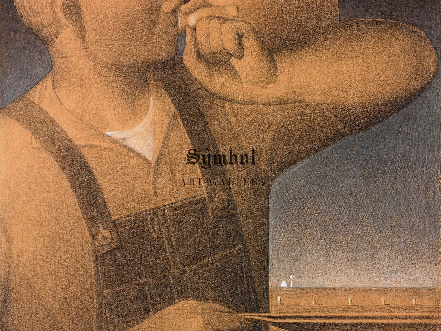 Plowing on Sunday by Grant Wood, 1934, American Regionalism, fine art print