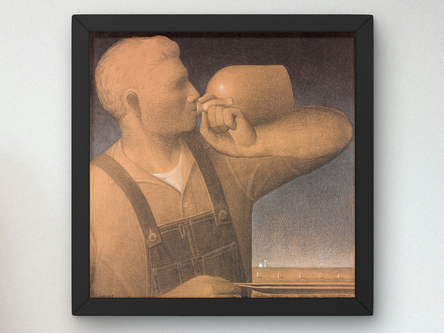 Plowing on Sunday by Grant Wood, 1934, American Regionalism, fine art print