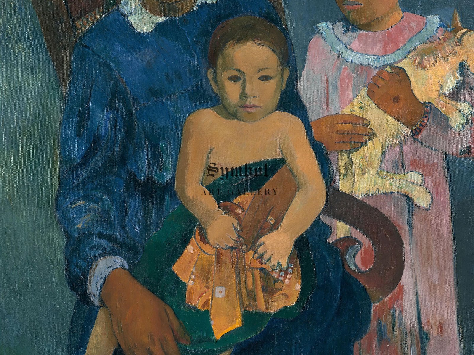 Polynesian Woman with Children by Paul Gauguin, 1901, Post-Impressionism, fine art print