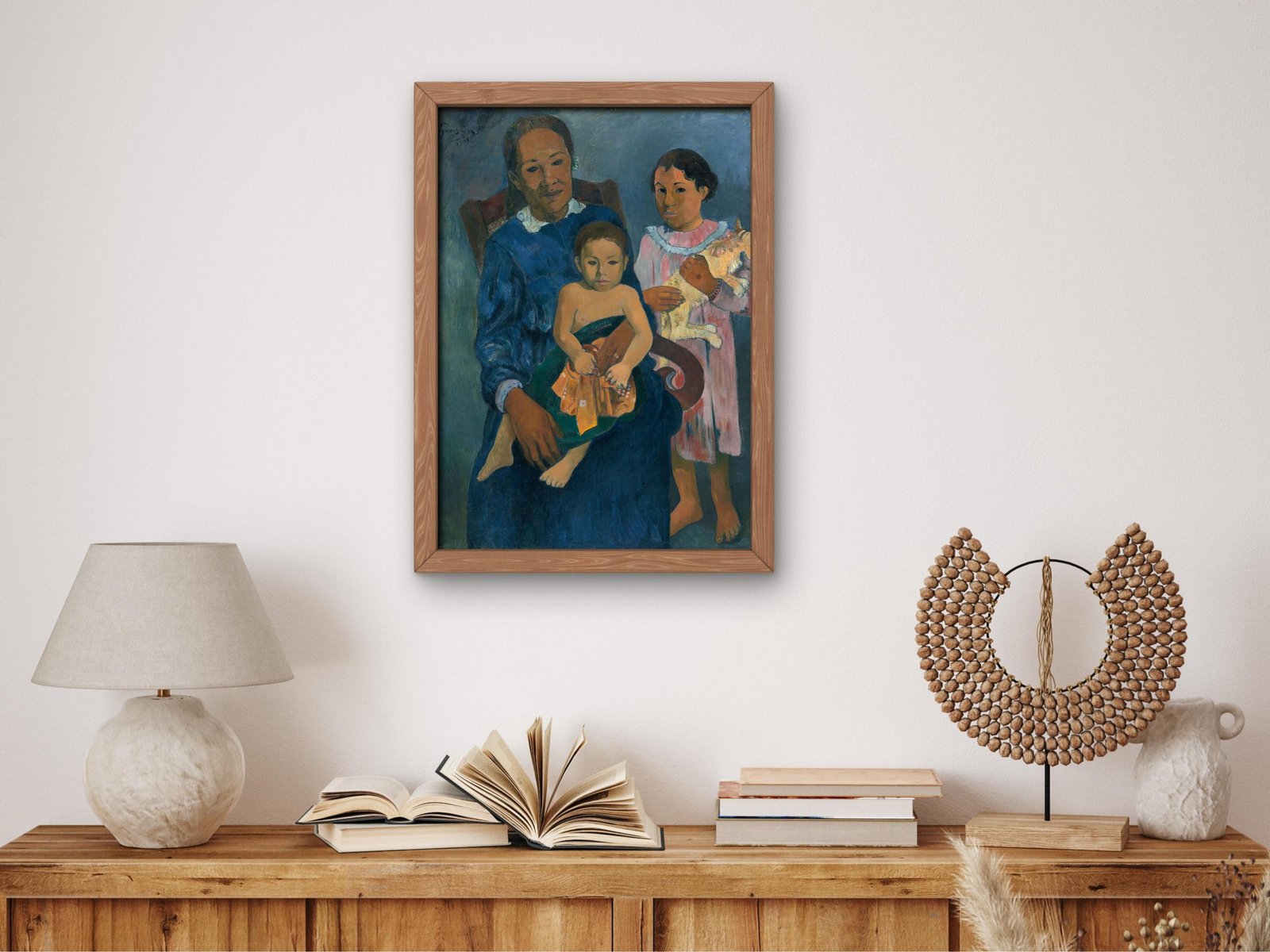 Polynesian Woman with Children by Paul Gauguin, 1901, Post-Impressionism, fine art print