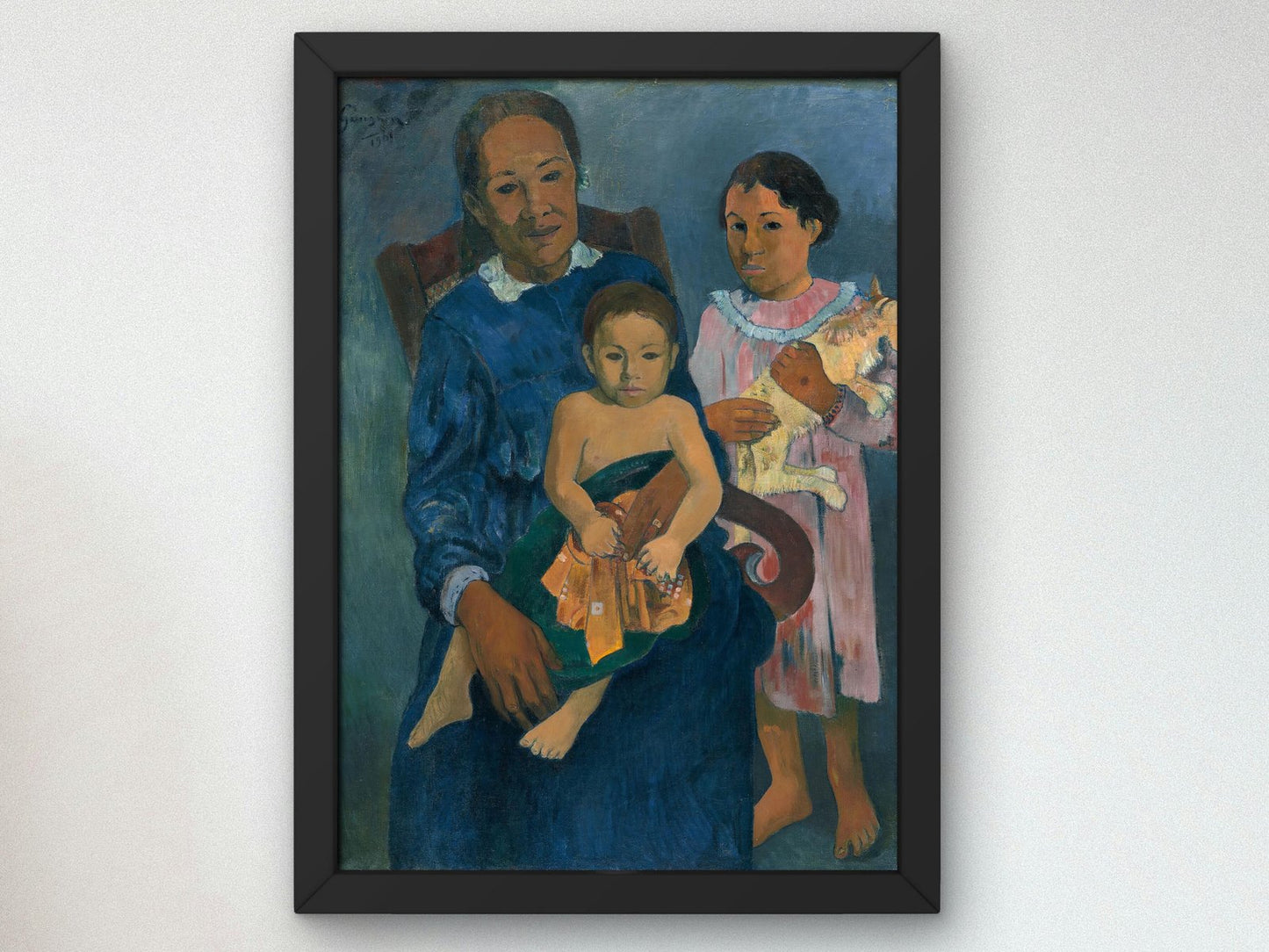 Polynesian Woman with Children by Paul Gauguin, 1901, Post-Impressionism, fine art print