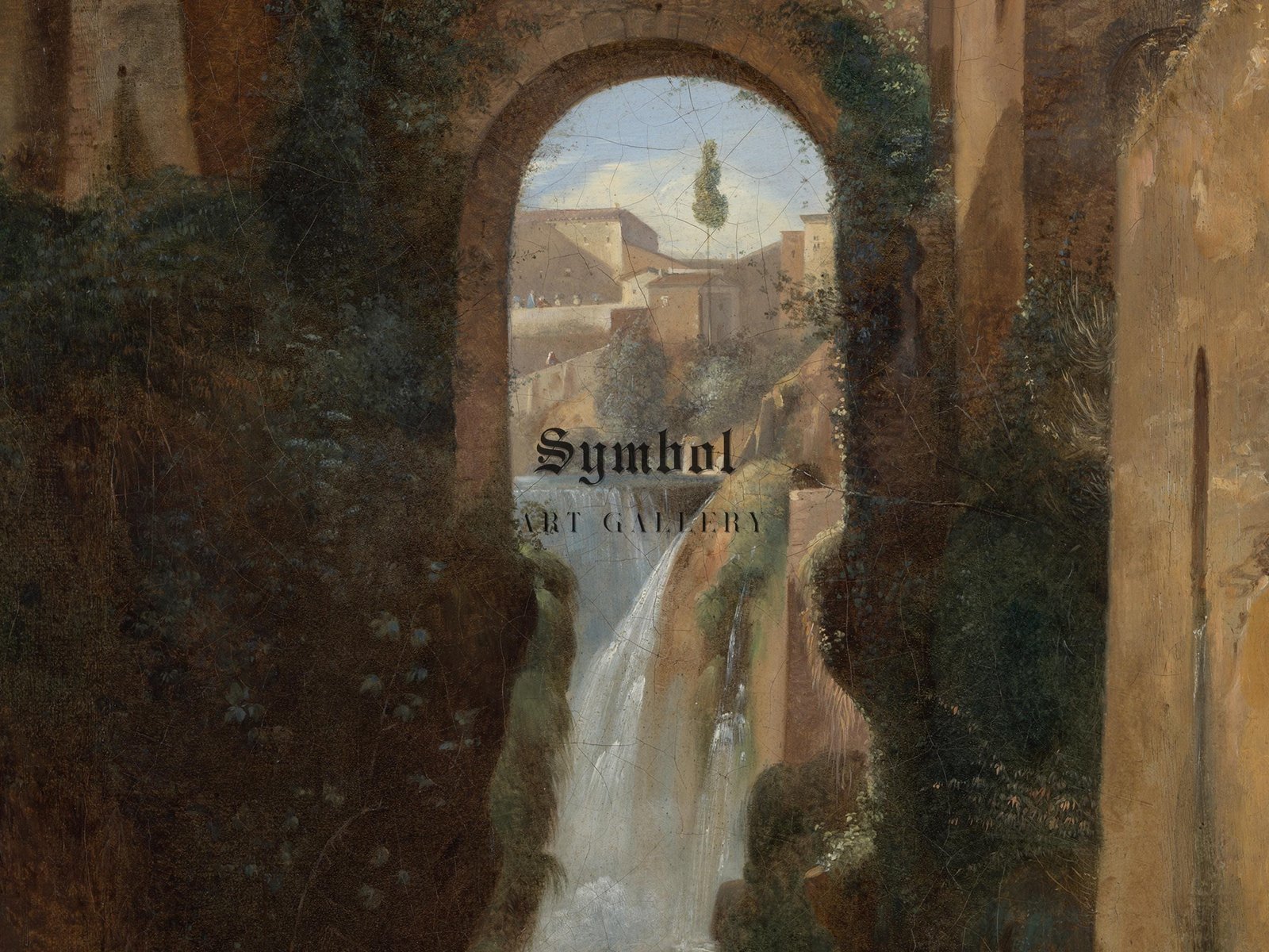 Ponte San Rocco and Waterfalls, Tivoli by François Marius Granet, ca. 1815, Romanticism, fine art print