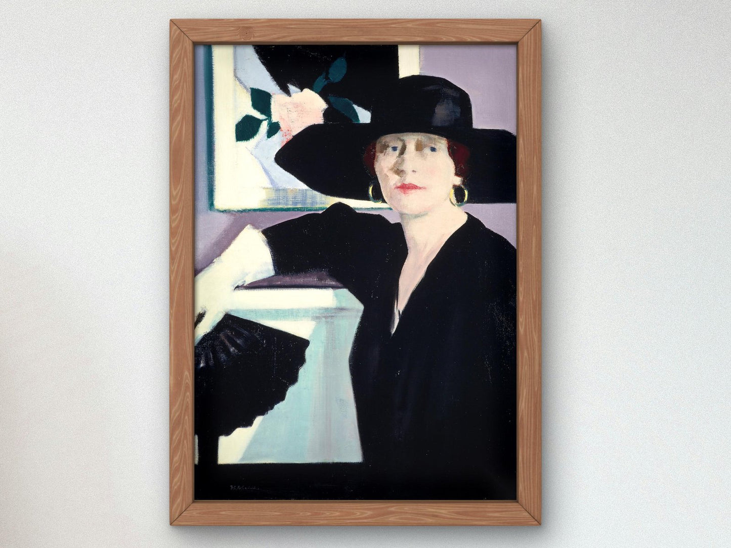 Portrait of a Lady in Black by Francis Cadell, 1921, Art Deco and American Modernism, fine art print
