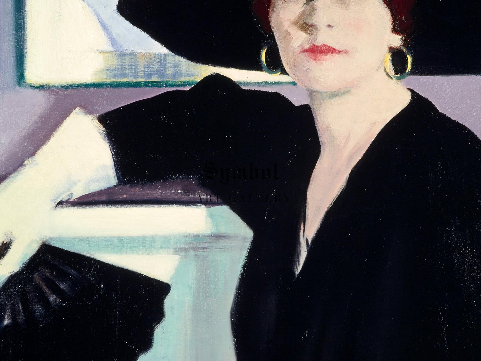 Portrait of a Lady in Black by Francis Cadell, 1921, Art Deco and American Modernism, fine art print