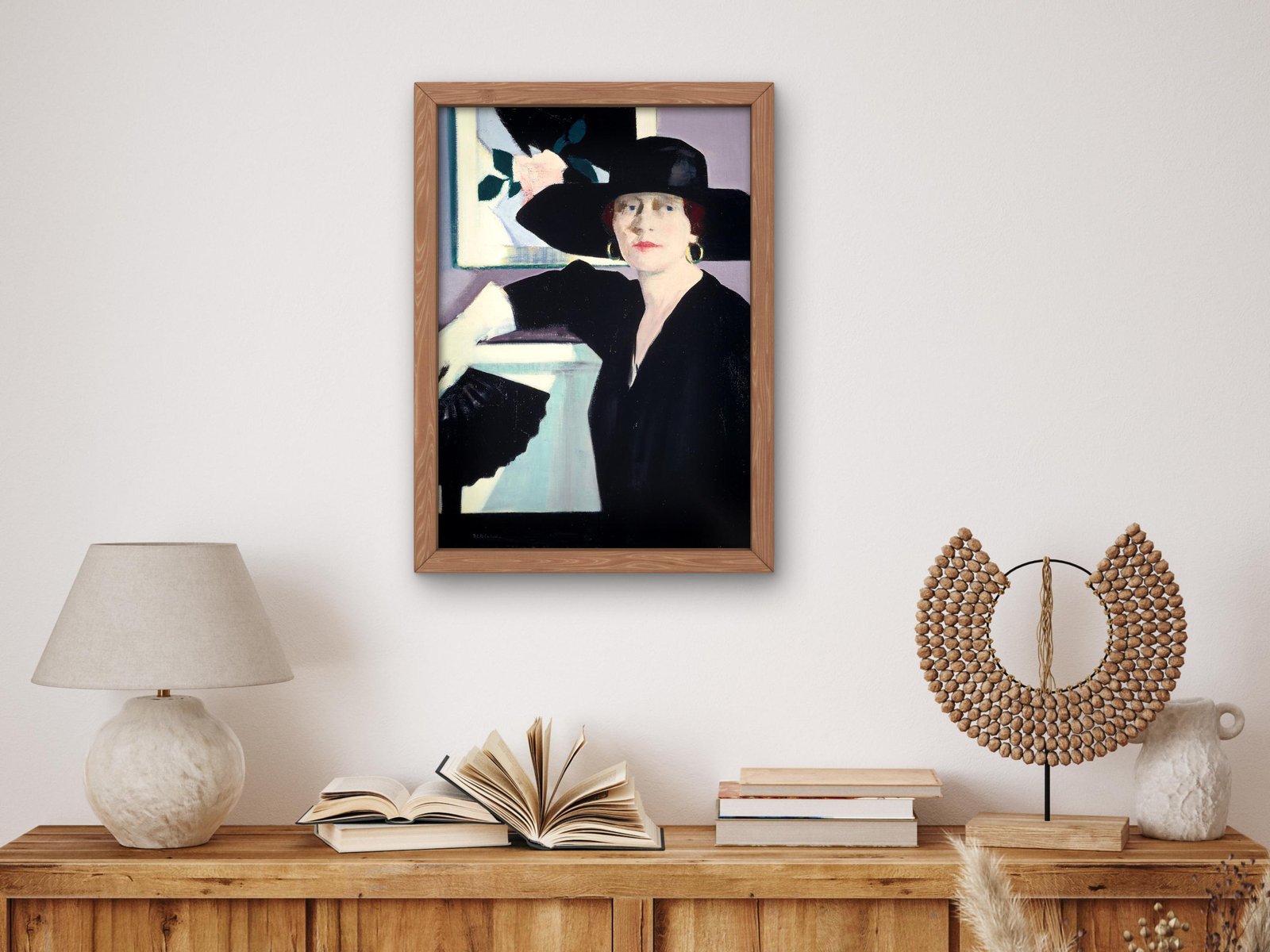 Portrait of a Lady in Black by Francis Cadell, 1921, Art Deco and American Modernism, fine art print