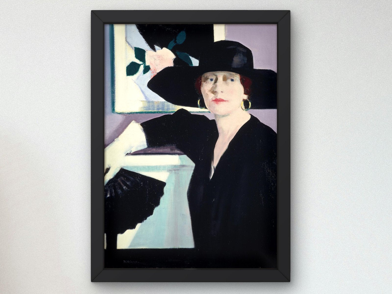 Portrait of a Lady in Black by Francis Cadell, 1921, Art Deco and American Modernism, fine art print