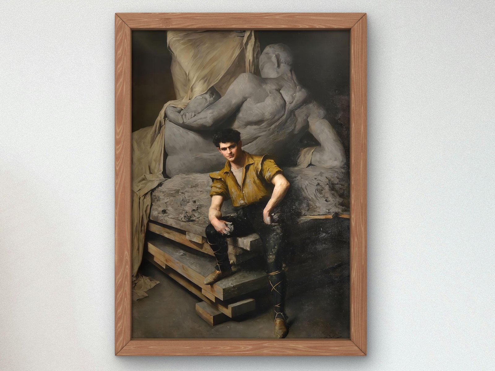 Portrait of Sculptor George Grey Barnard in His Atelier by Anna Bilińska-Bohdanowicz, 1890, Realism and Naturalism, fine art print