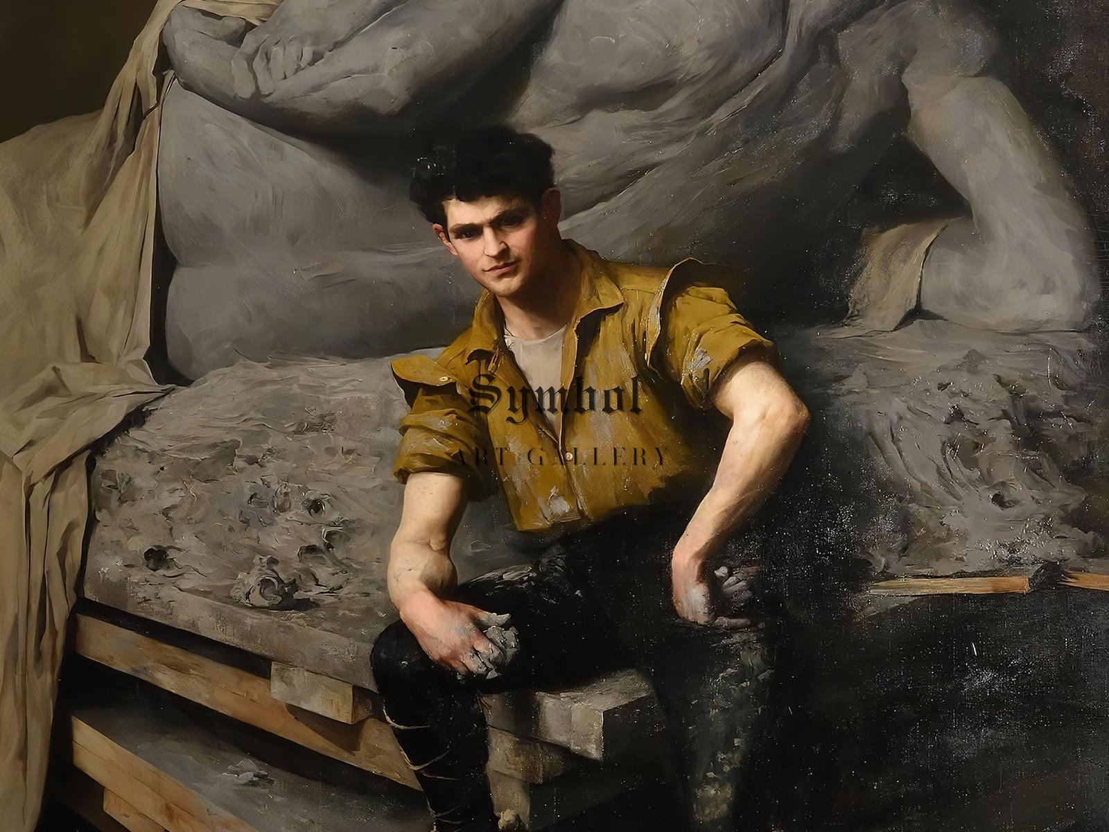 Portrait of Sculptor George Grey Barnard in His Atelier by Anna Bilińska-Bohdanowicz, 1890, Realism and Naturalism, fine art print