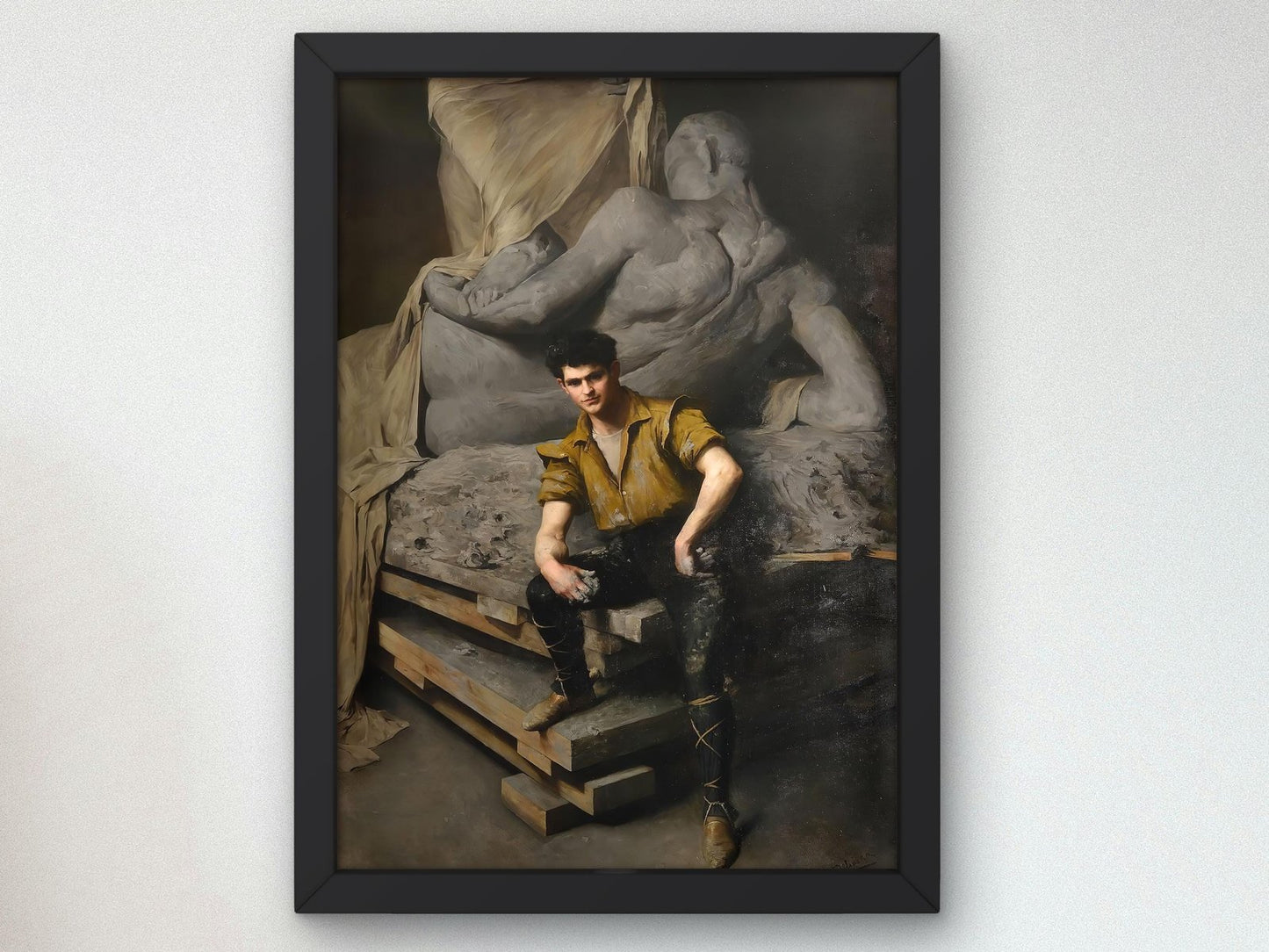 Portrait of Sculptor George Grey Barnard in His Atelier by Anna Bilińska-Bohdanowicz, 1890, Realism and Naturalism, fine art print