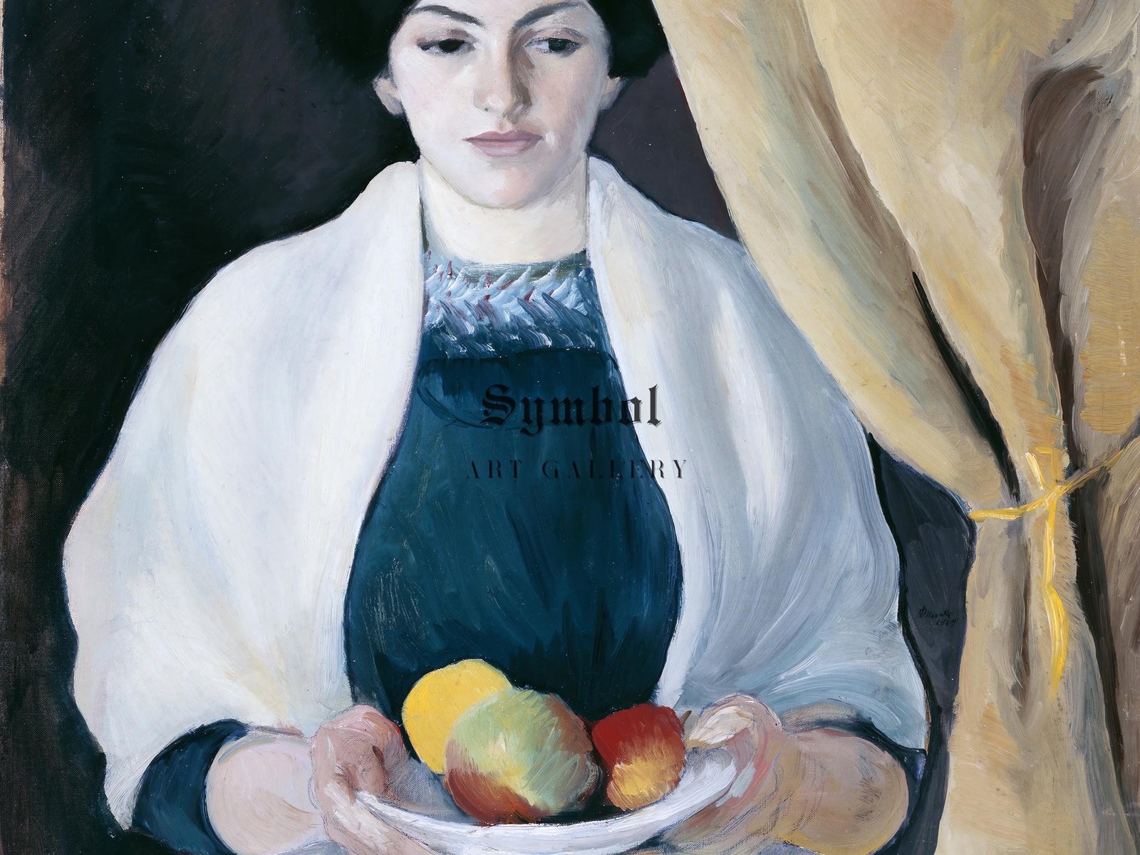 Portrait with Apples by August Macke, 1909, Expressionism and Fauvism, fine art print