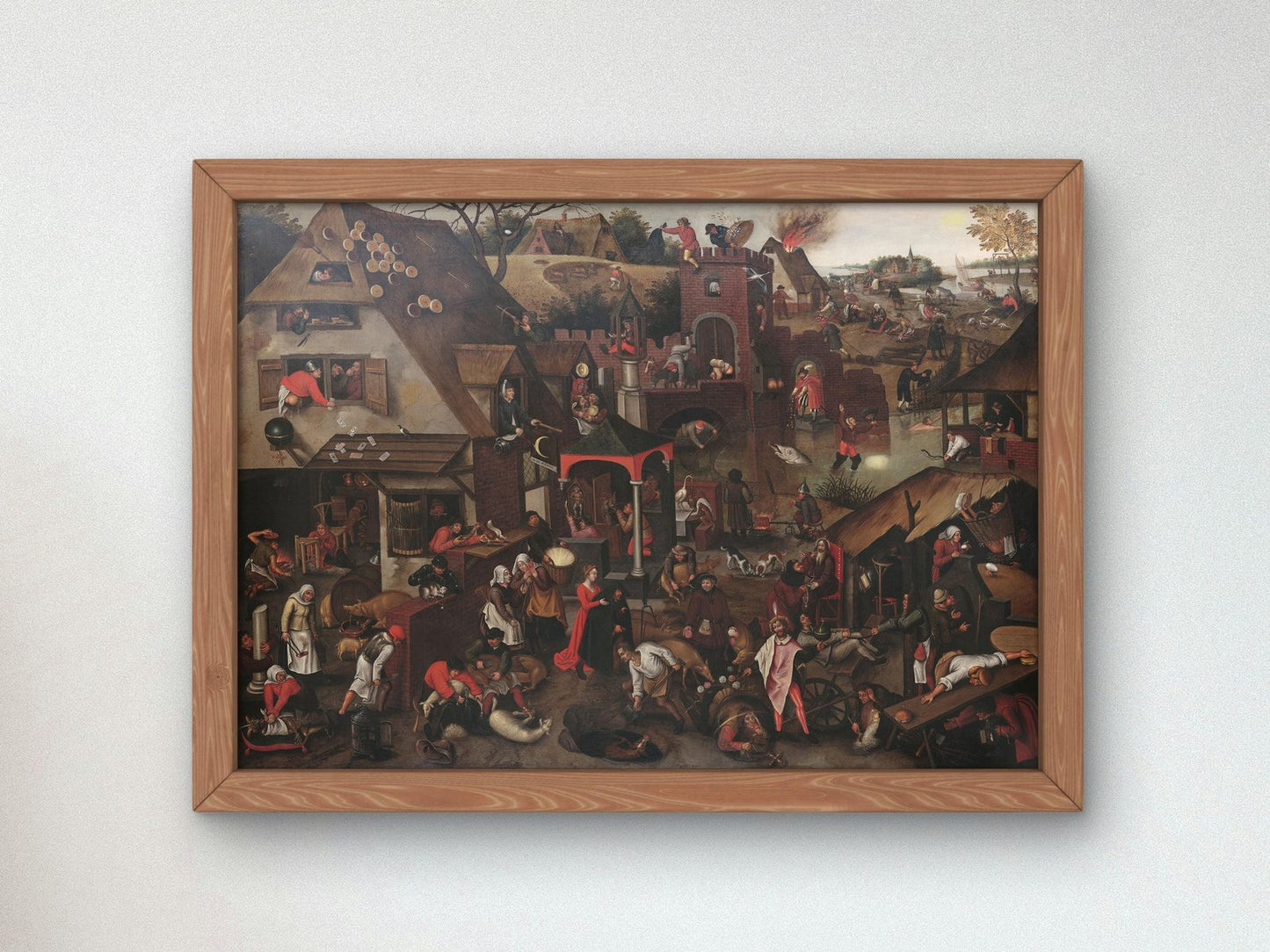 Proverbios flamencos by Pieter Brueghel the Younger, 1610, Baroque and Chiaroscuro, fine art print