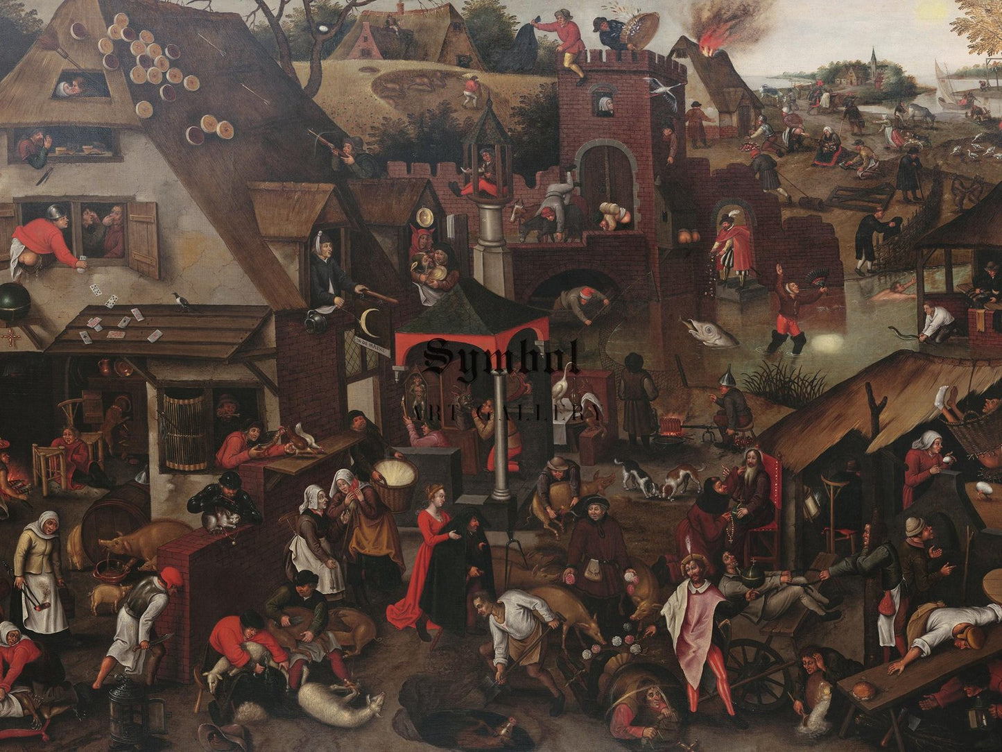 Proverbios flamencos by Pieter Brueghel the Younger, 1610, Baroque and Chiaroscuro, fine art print
