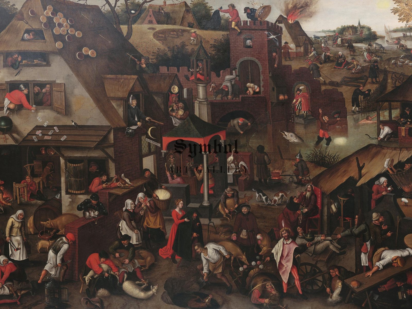 Proverbios flamencos by Pieter Brueghel the Younger, 1610, Baroque and Chiaroscuro, fine art print