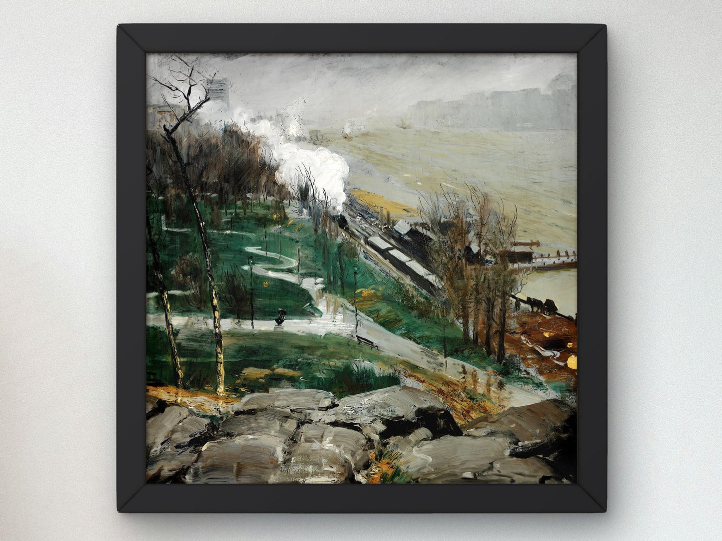 Rain on the River by George Bellows, 1908, Realism and Naturalism, fine art print