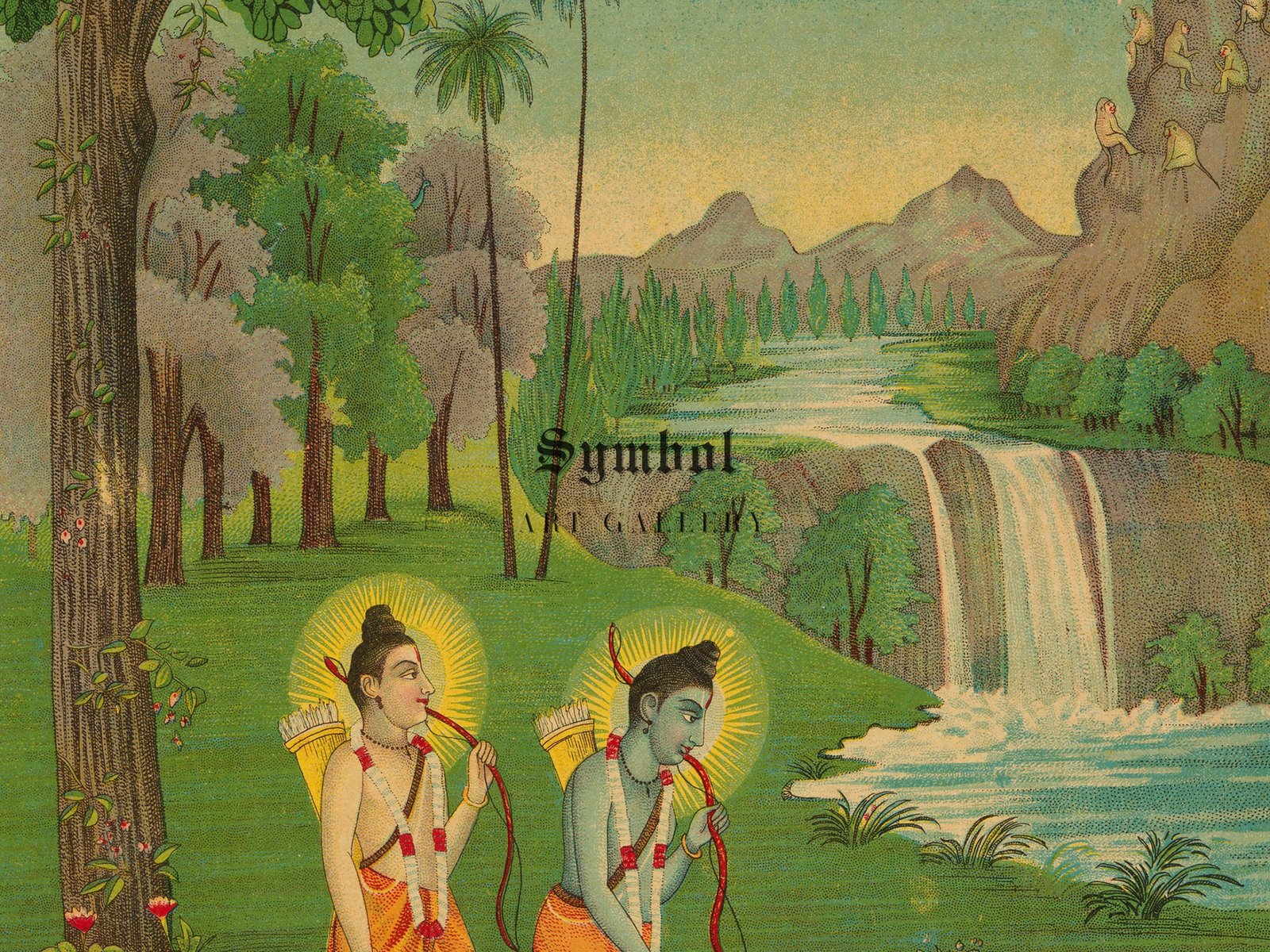 Rama Lakshmana and Hanuman by Unknown Indian Artist, 1913, Mythology and Allegory, fine art print