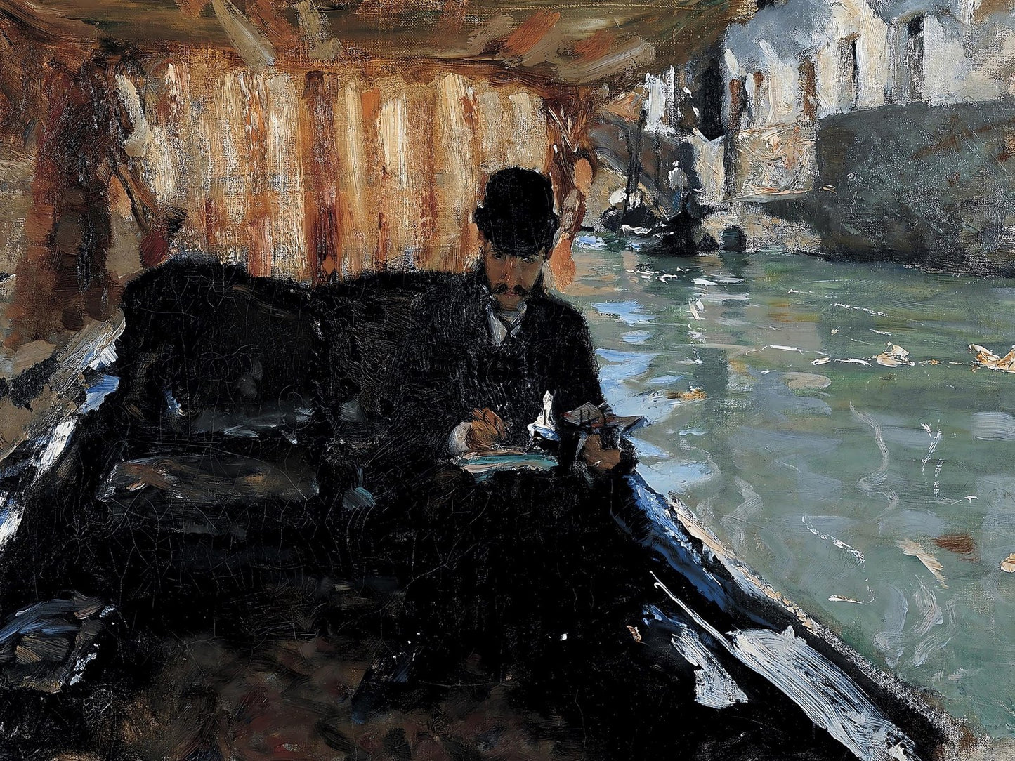 Ramon Subercaseaux in a Gondola by John Singer Sargent, 1880, Realism and Naturalism, fine art print