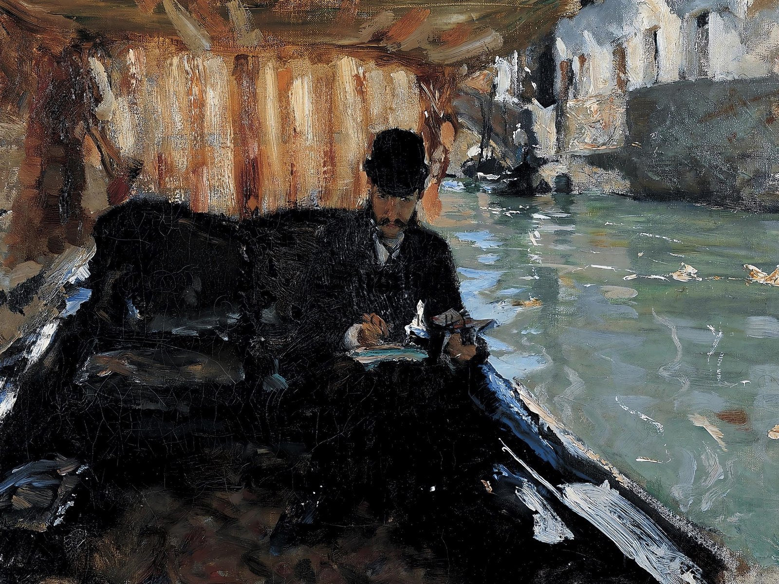 Ramon Subercaseaux in a Gondola by John Singer Sargent, 1880, Realism and Naturalism, fine art print