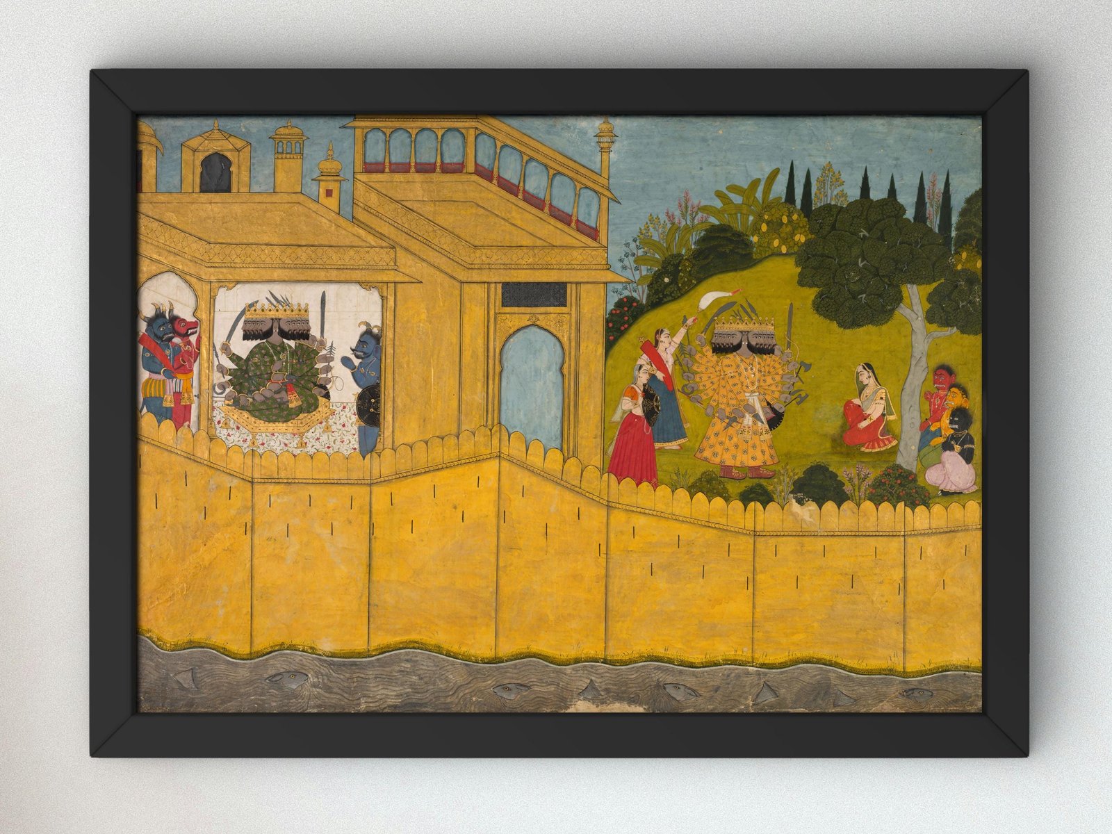 Ravana Addresses Sita in Garden of Lanka by Unknown Indian Artist, 1725, Mythology and Allegory, fine art print