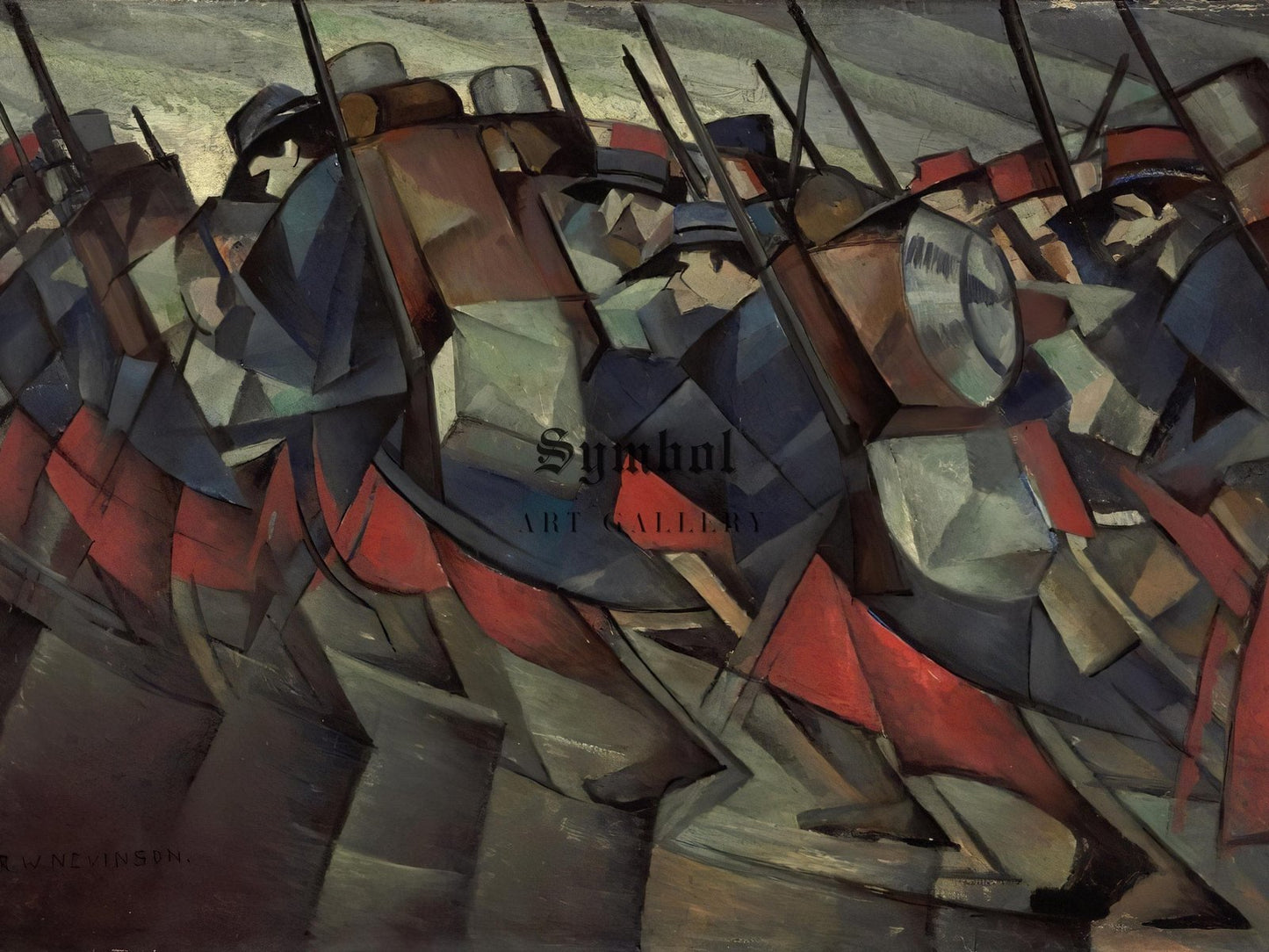Returning to the Trenches by C.R.W. Nevinson, 1914, Futurism and Constructivism, fine art print