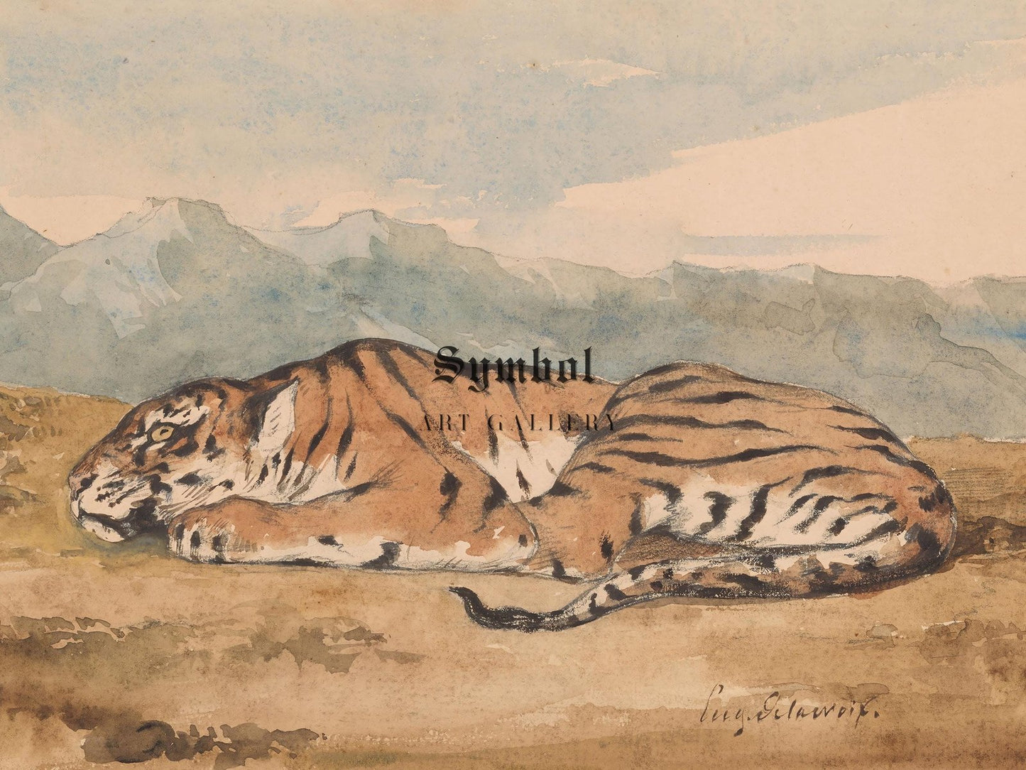 Royal Tiger by Eugène Delacroix, 1829, Romanticism, fine art print