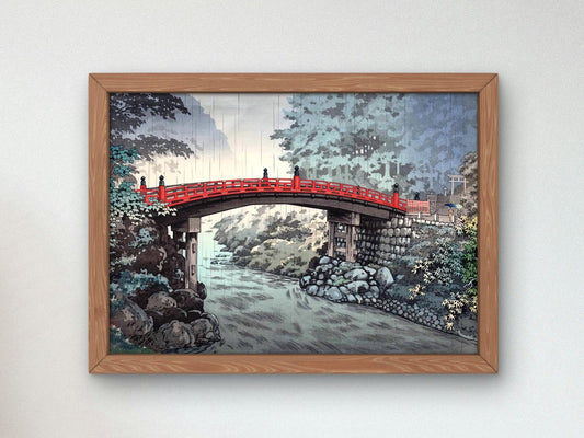 Sacred Bridge at Nikko by Tsuchiya Koitsu, 1937, Japanese Woodblock Prints, fine art print