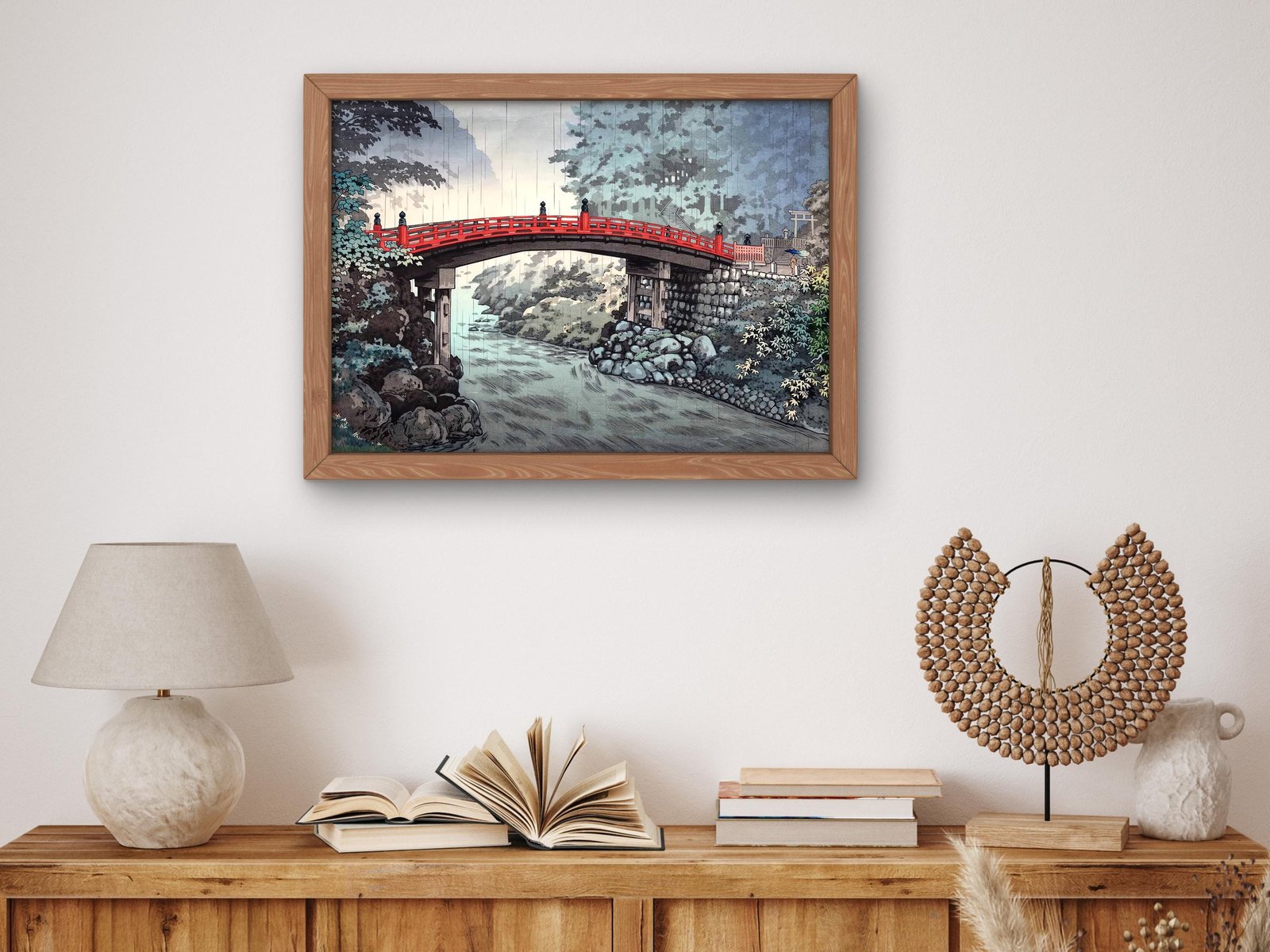 Sacred Bridge at Nikko by Tsuchiya Koitsu, 1937, Japanese Woodblock Prints, fine art print