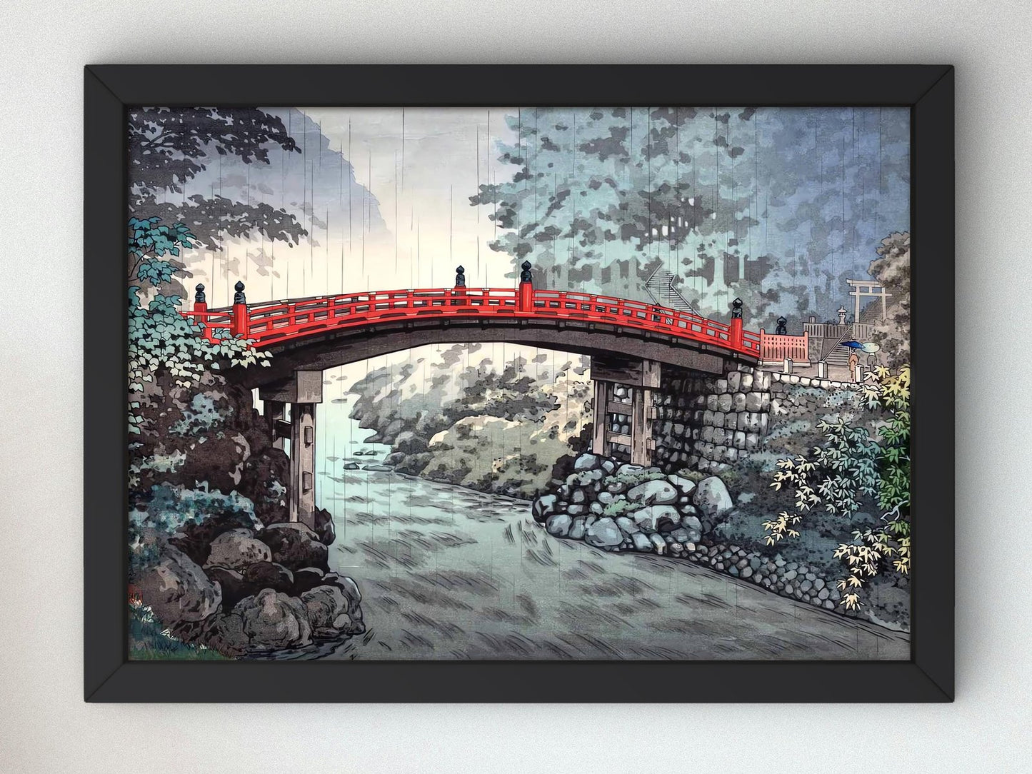 Sacred Bridge at Nikko by Tsuchiya Koitsu, 1937, Japanese Woodblock Prints, fine art print