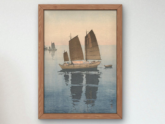 Sailing Boats Forenoon by Hiroshi Yoshida, 1926, Japanese Woodblock Prints, fine art print