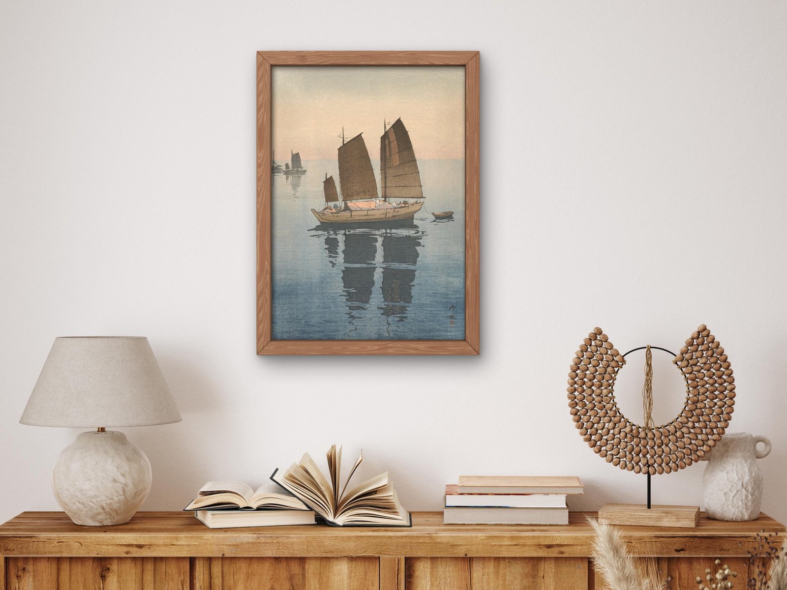 Sailing Boats Forenoon by Hiroshi Yoshida, 1926, Japanese Woodblock Prints, fine art print